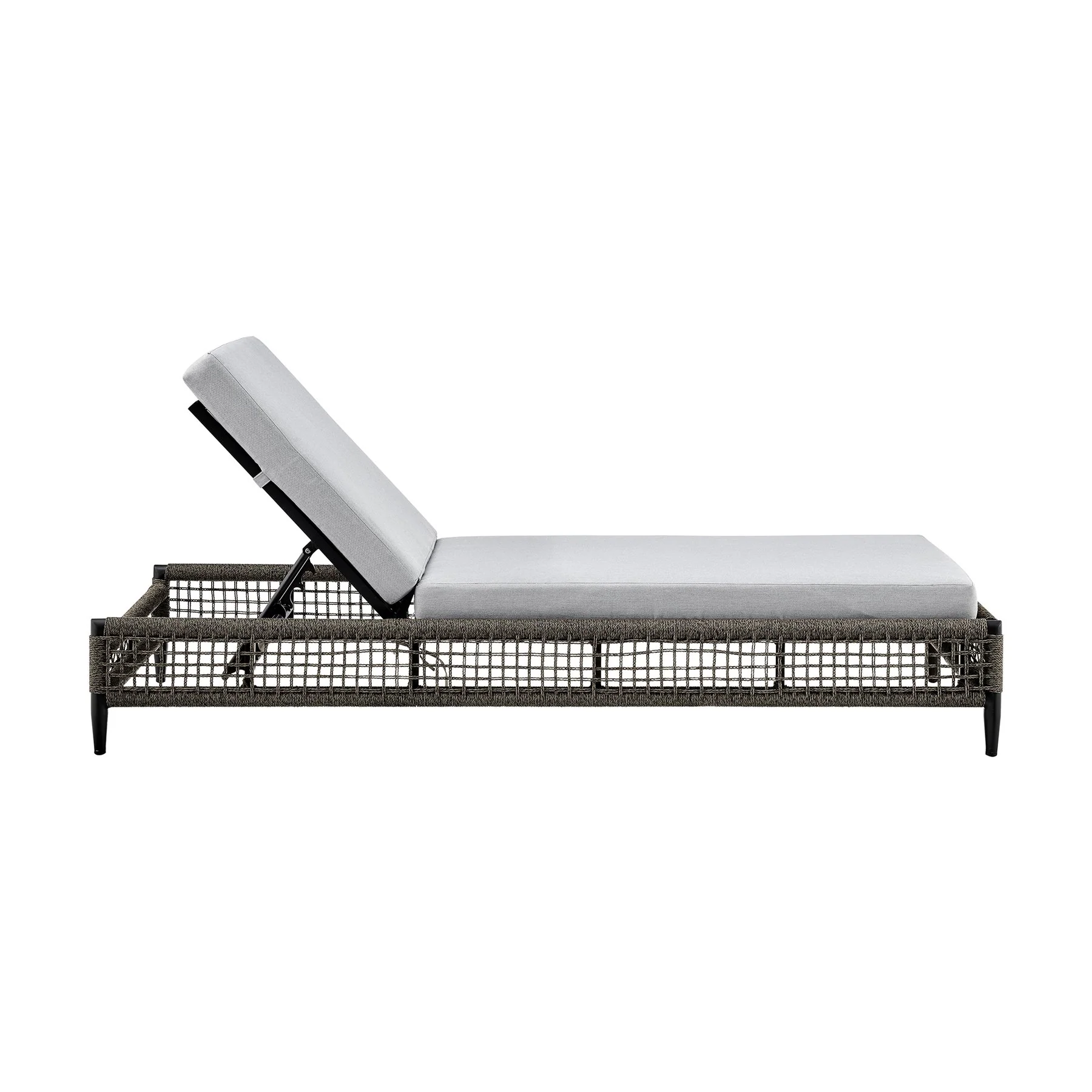 Alegria Outdoor Patio Adjustable Chaise Lounge Chair in Aluminum with Gray Rope and Cushions - Image 3