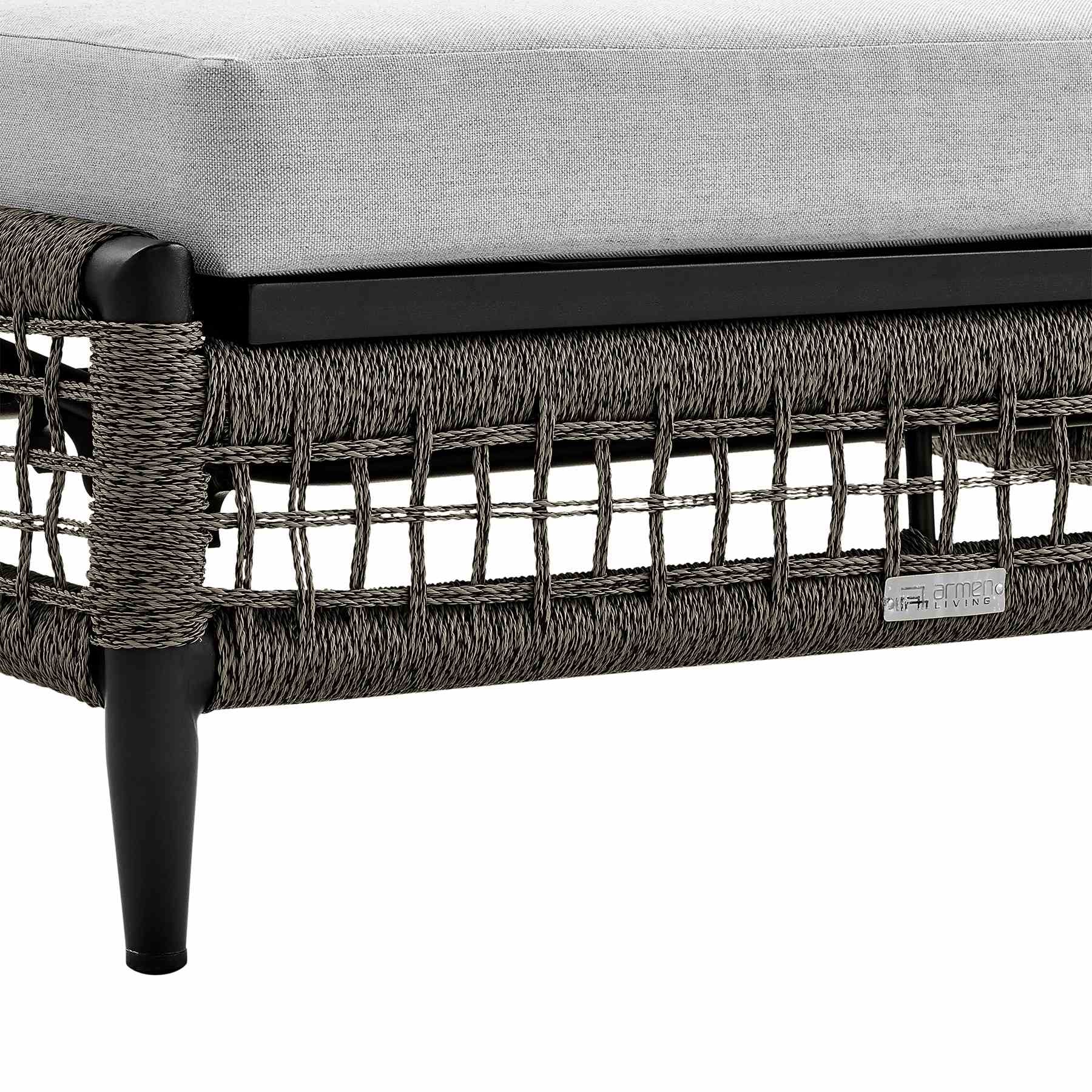 Alegria Outdoor Patio Adjustable Chaise Lounge Chair in Aluminum with Gray Rope and Cushions - Image 8