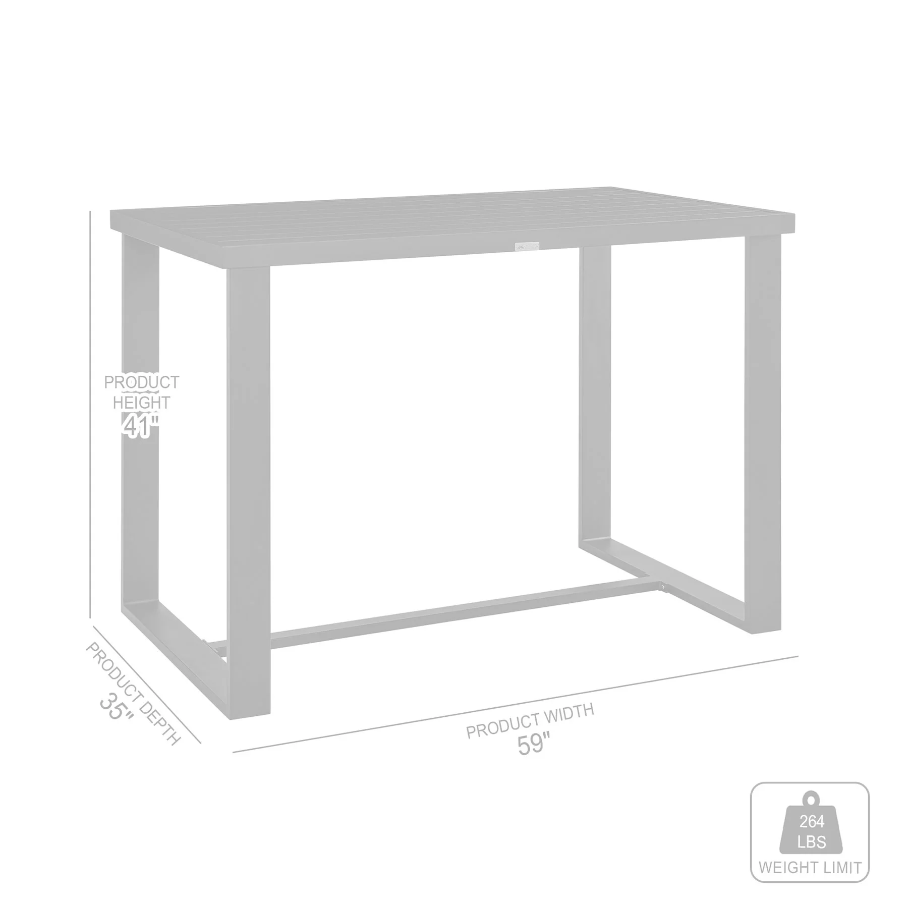 Alegria Outdoor Patio Bar Height Dining Table in Aluminum - Image 6