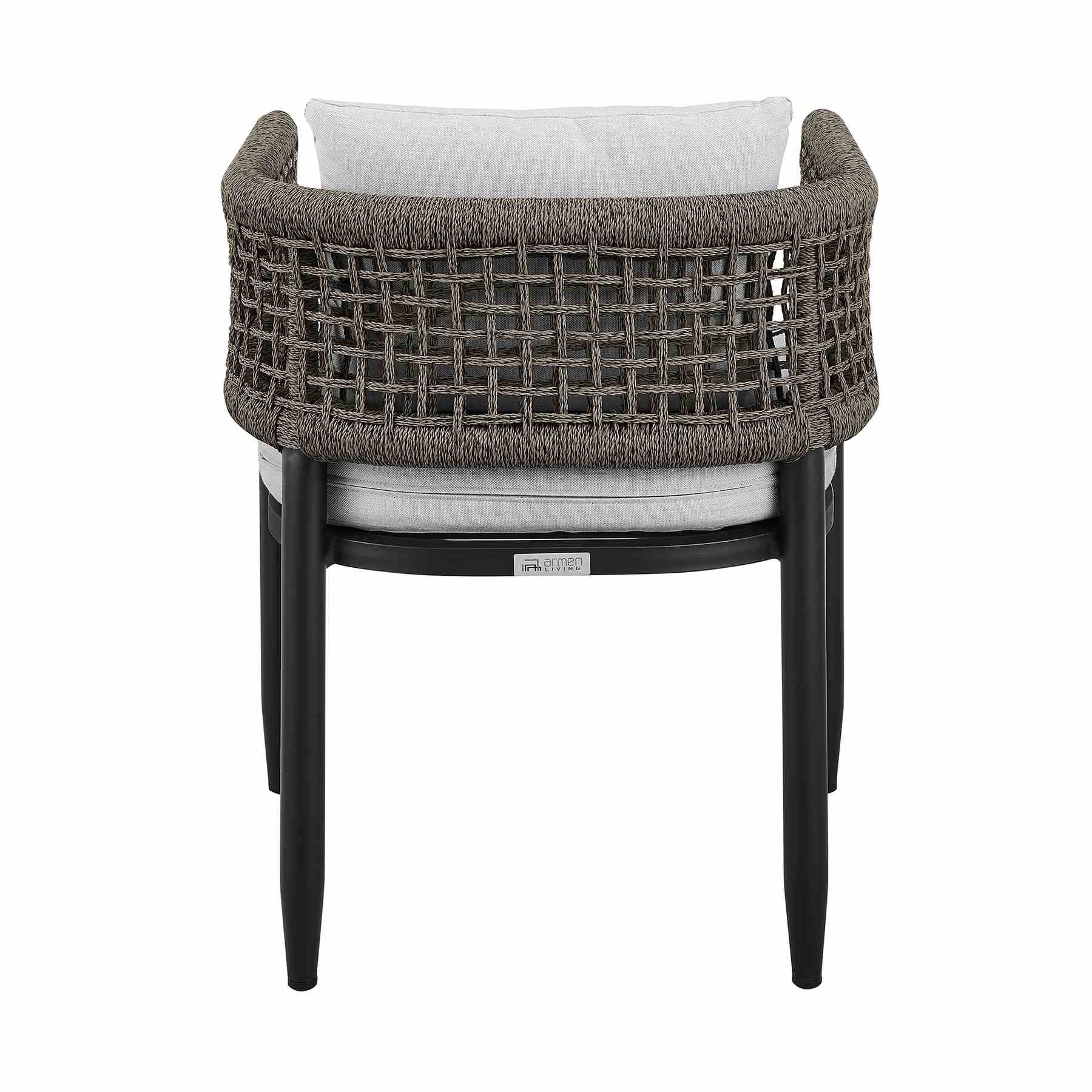 Alegria Outdoor Patio Dining Chair in Aluminum with Gray Rope and Cushions - Set of 2 - Image 6