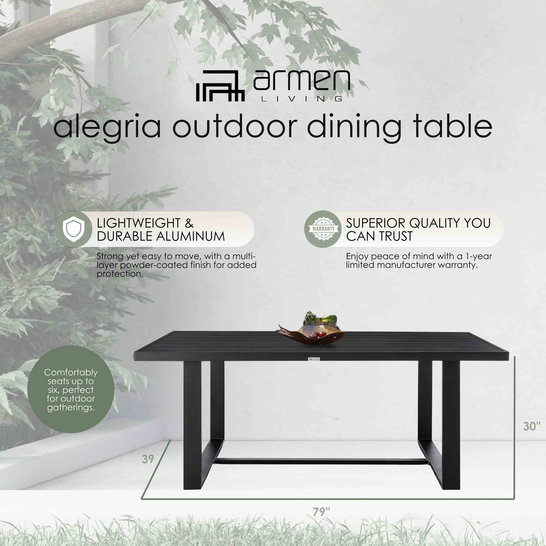 Alegria Outdoor Patio Dining Table in Aluminum - Image 8
