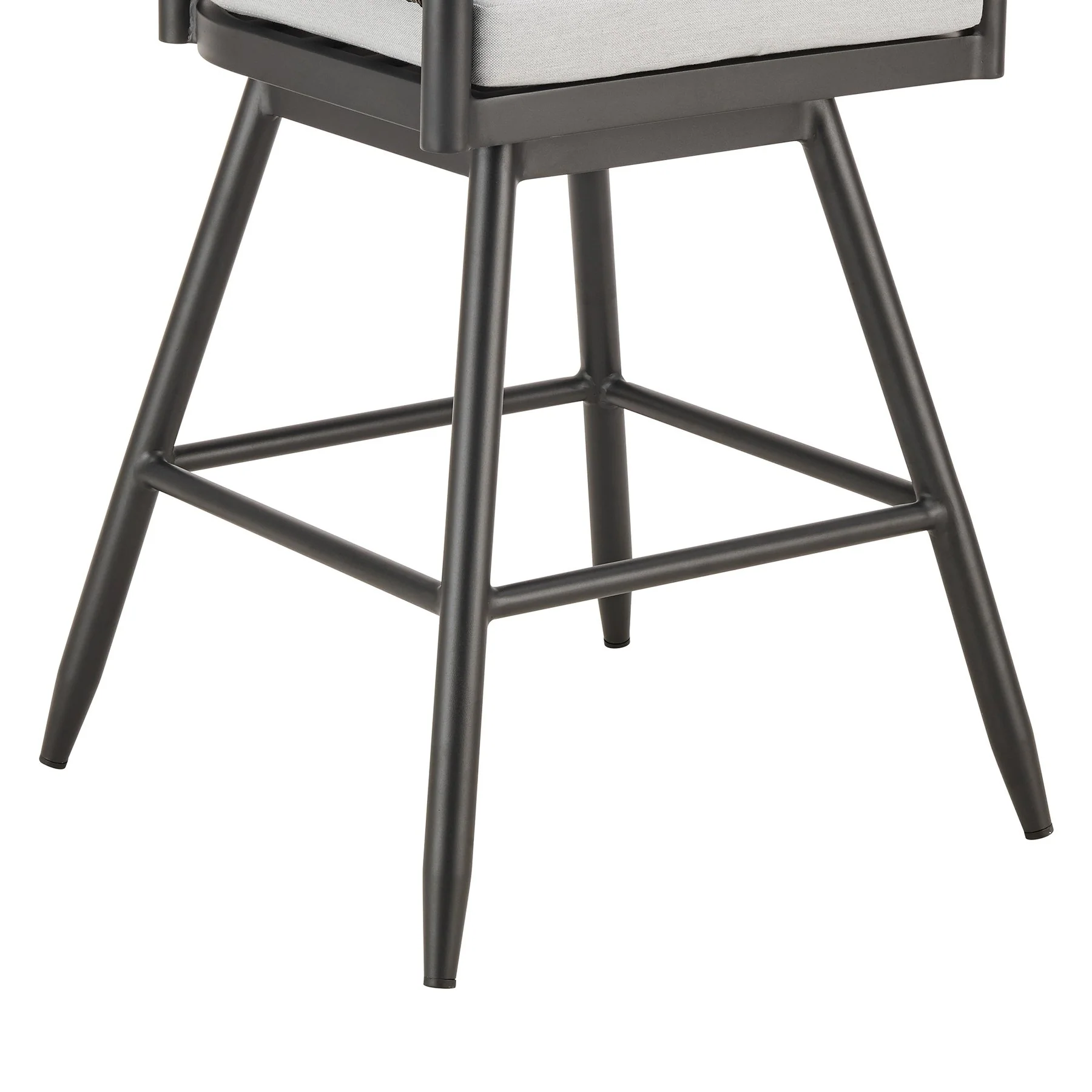 Alegria Outdoor Patio Swivel Bar Stool in Aluminum with Gray Rope and Light Gray Cushions - Image 8