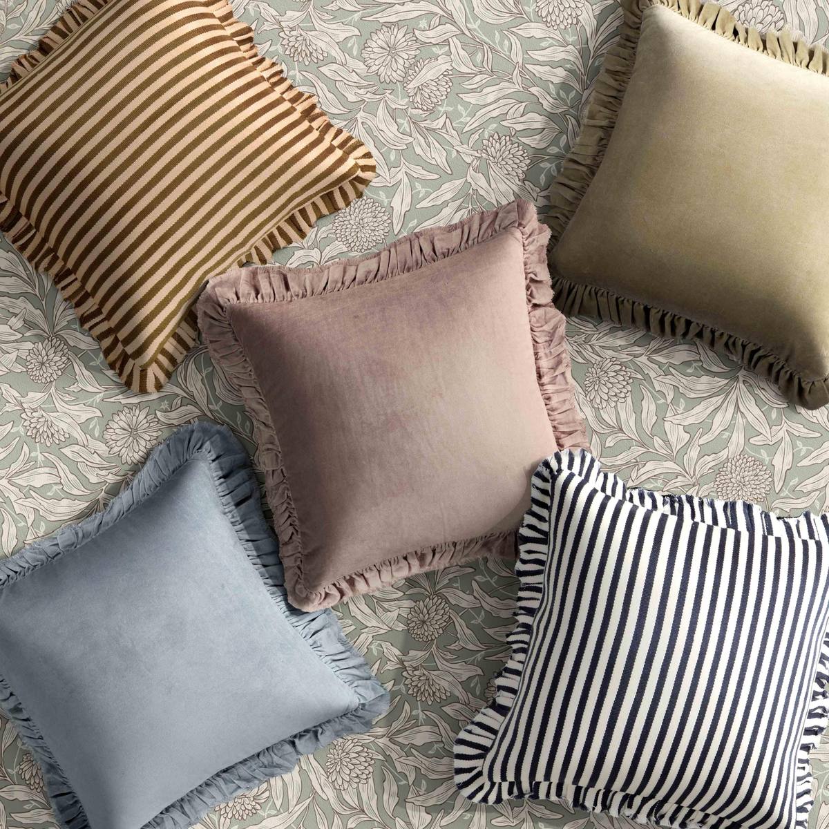 Alessia Navy Striped Ruffle 20 inch Square Accent Pillow - Image 10
