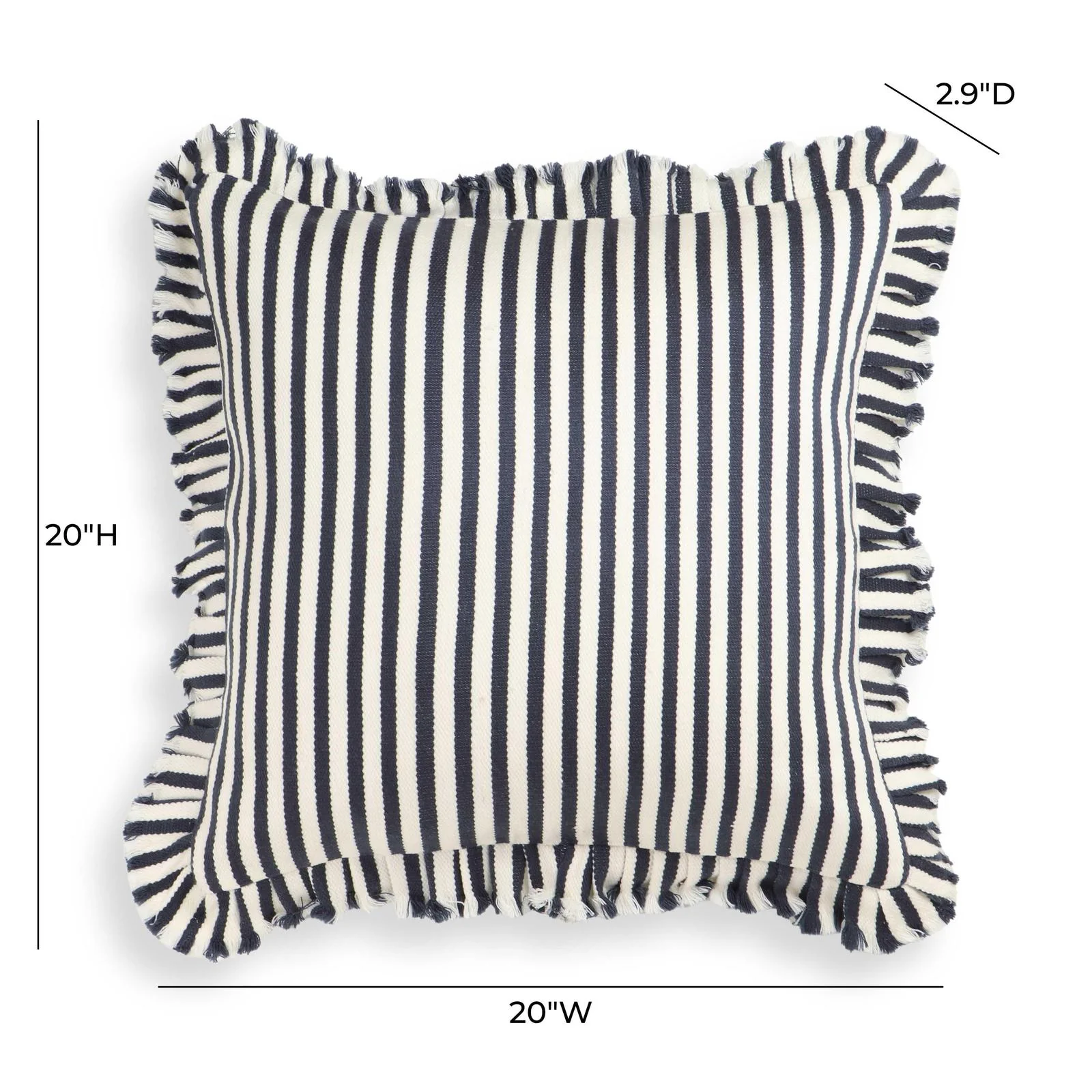 Alessia Navy Striped Ruffle 20 inch Square Accent Pillow - Image 13
