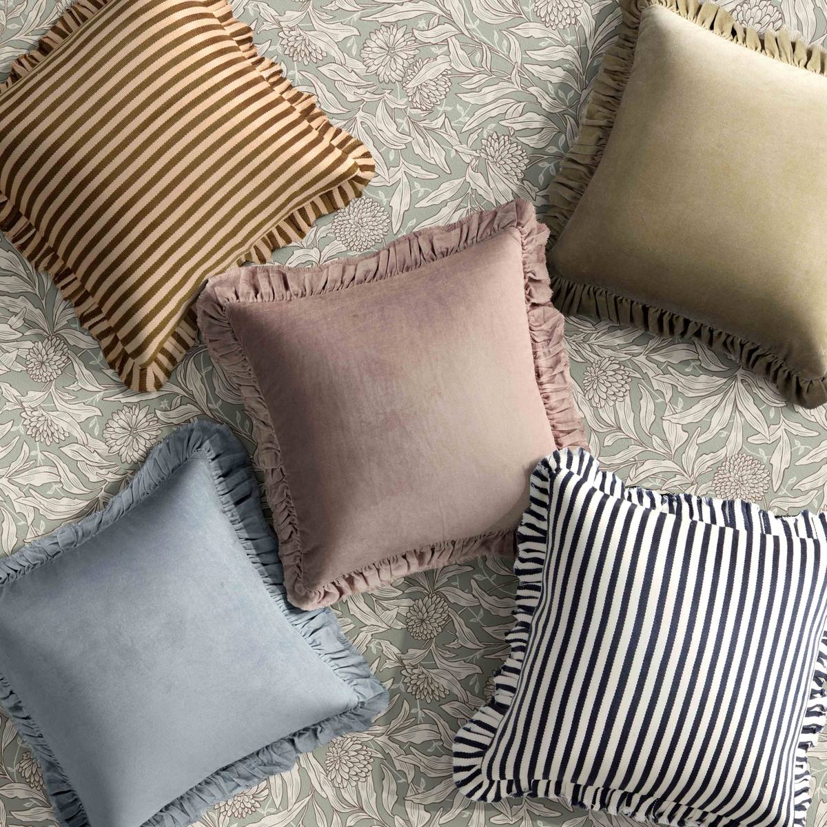Alessia Navy Striped Ruffle 20 inch Square Accent Pillow - Image 3