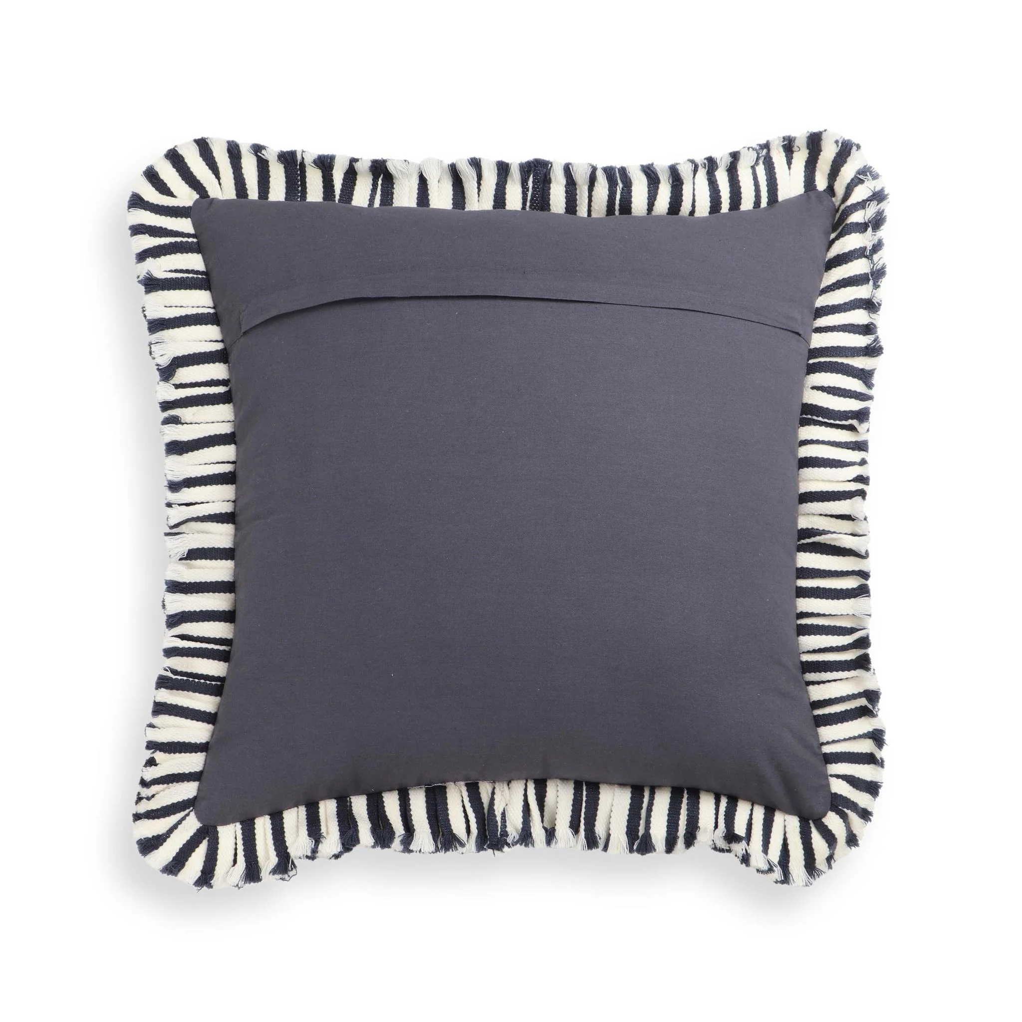 Alessia Navy Striped Ruffle 20 inch Square Accent Pillow - COVER - Image 3