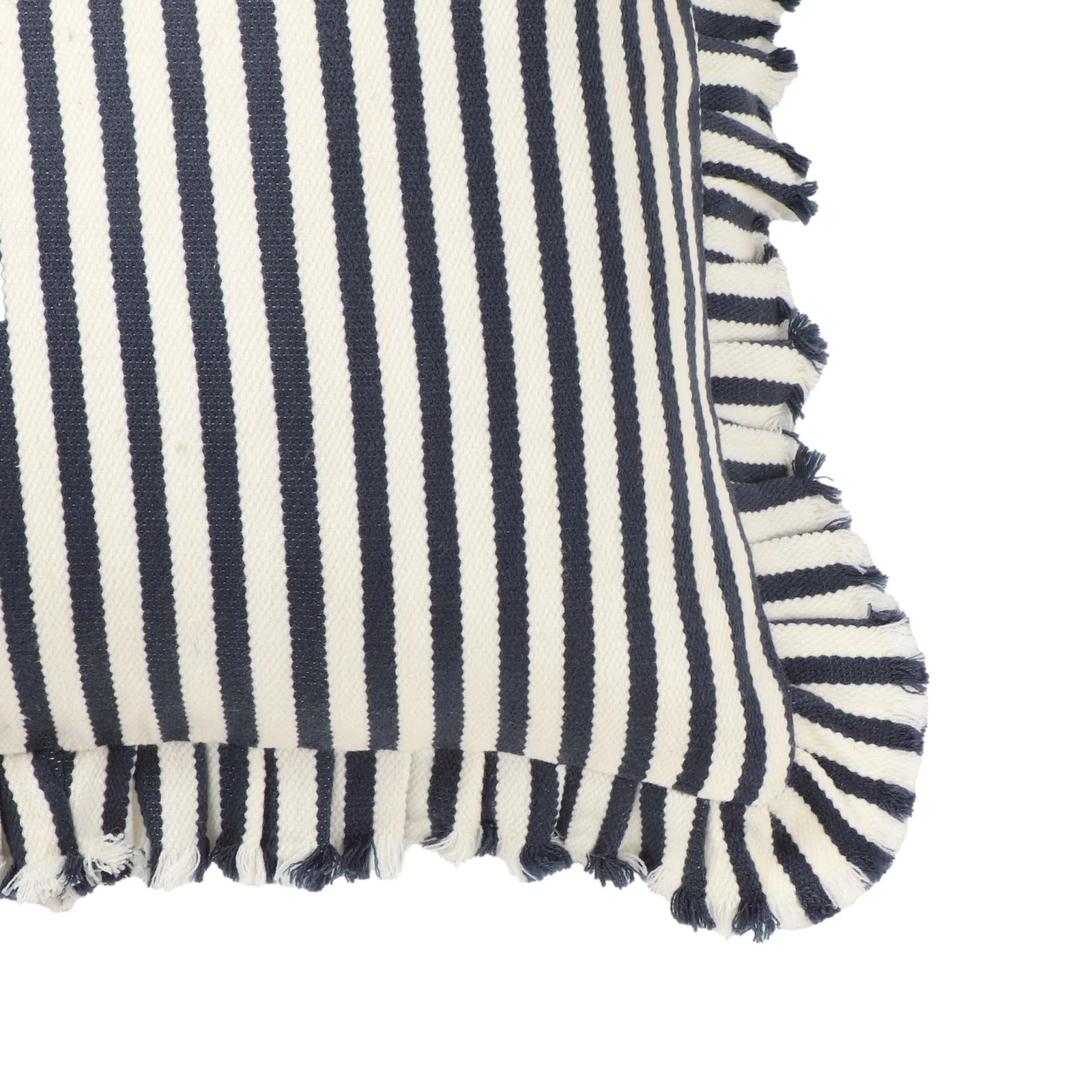 Alessia Navy Striped Ruffle 20 inch Square Accent Pillow - COVER - Image 4