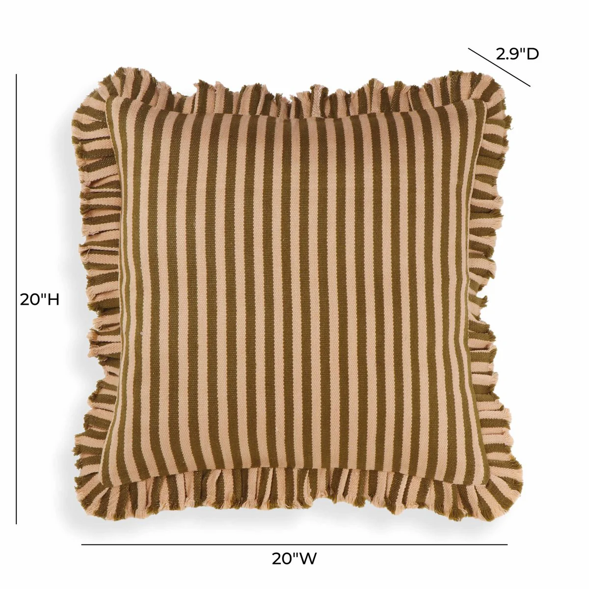 Alessia Taupe Striped Ruffle 20 inch Square Accent Pillow - Image 13