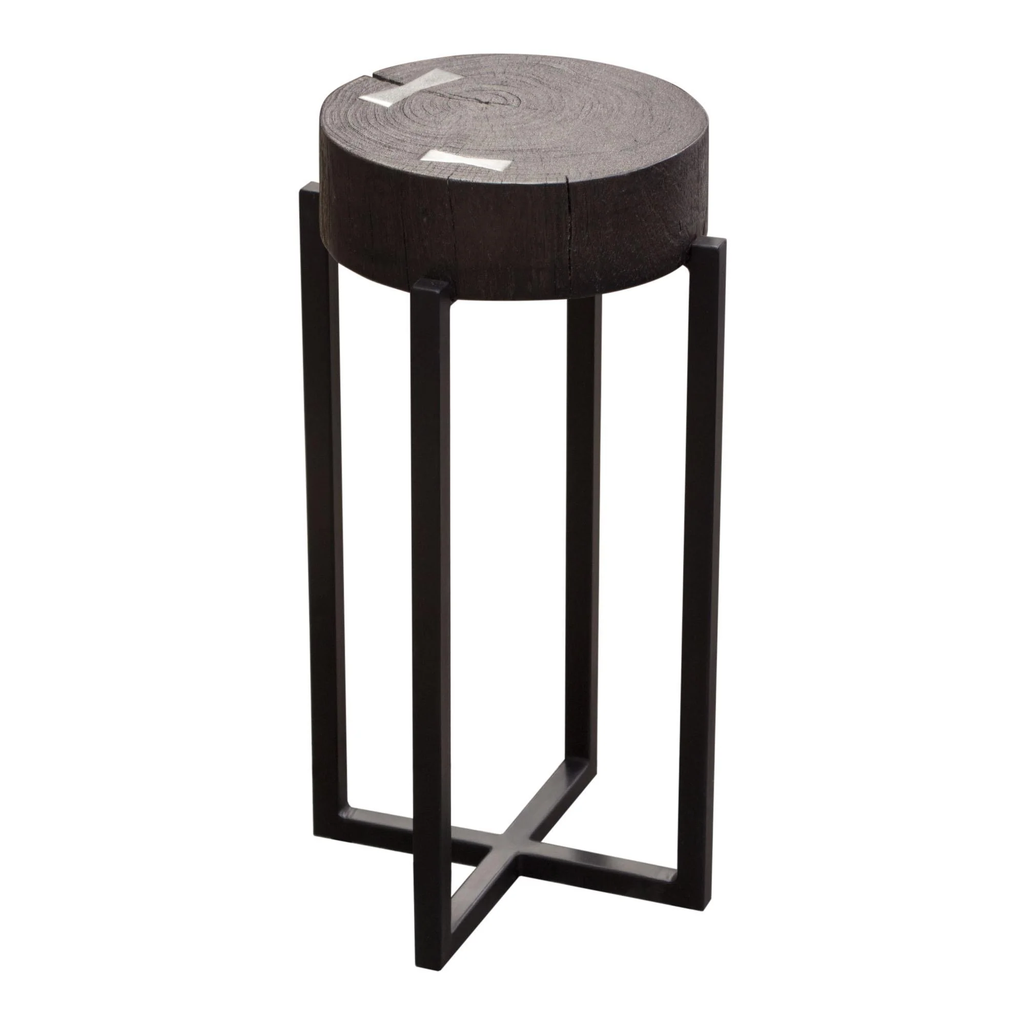 Alex Small 22" Accent Table with Solid Mango Wood Top in Espresso Finish w/ Silver Metal Inlay by Diamond Sofa - Image 3