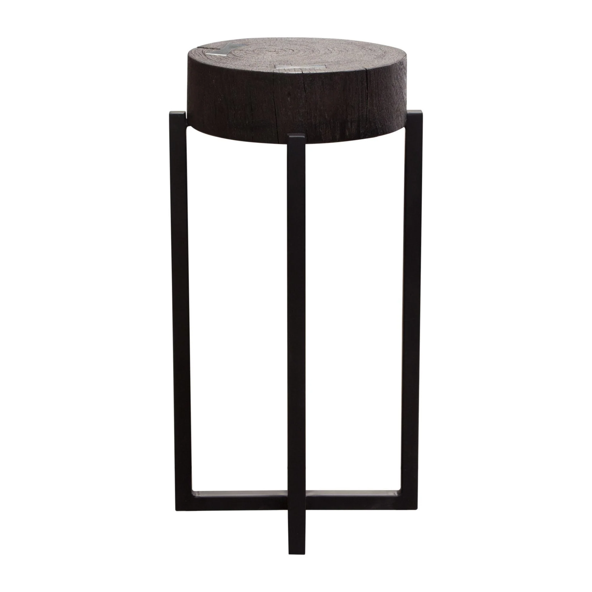 Alex Small 22" Accent Table with Solid Mango Wood Top in Espresso Finish w/ Silver Metal Inlay by Diamond Sofa - Image 5