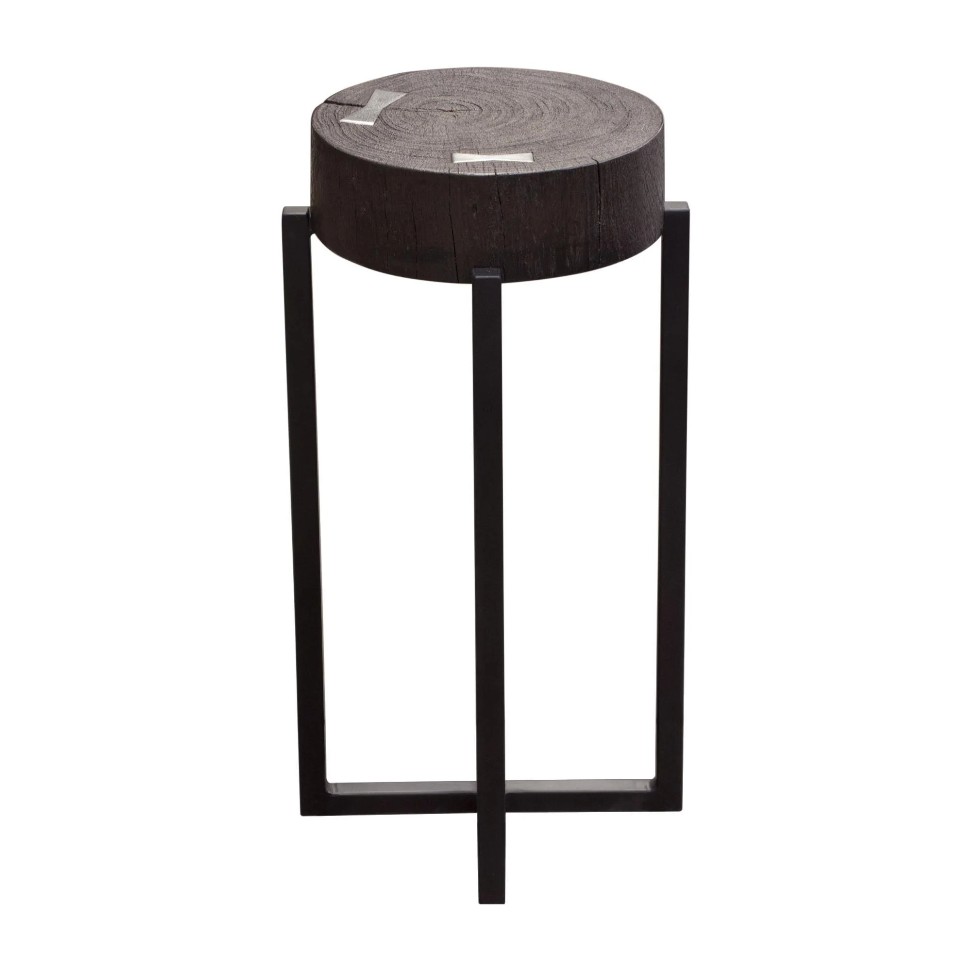 Alex Small 22" Accent Table with Solid Mango Wood Top in Espresso Finish w/ Silver Metal Inlay by Diamond Sofa - Image 6