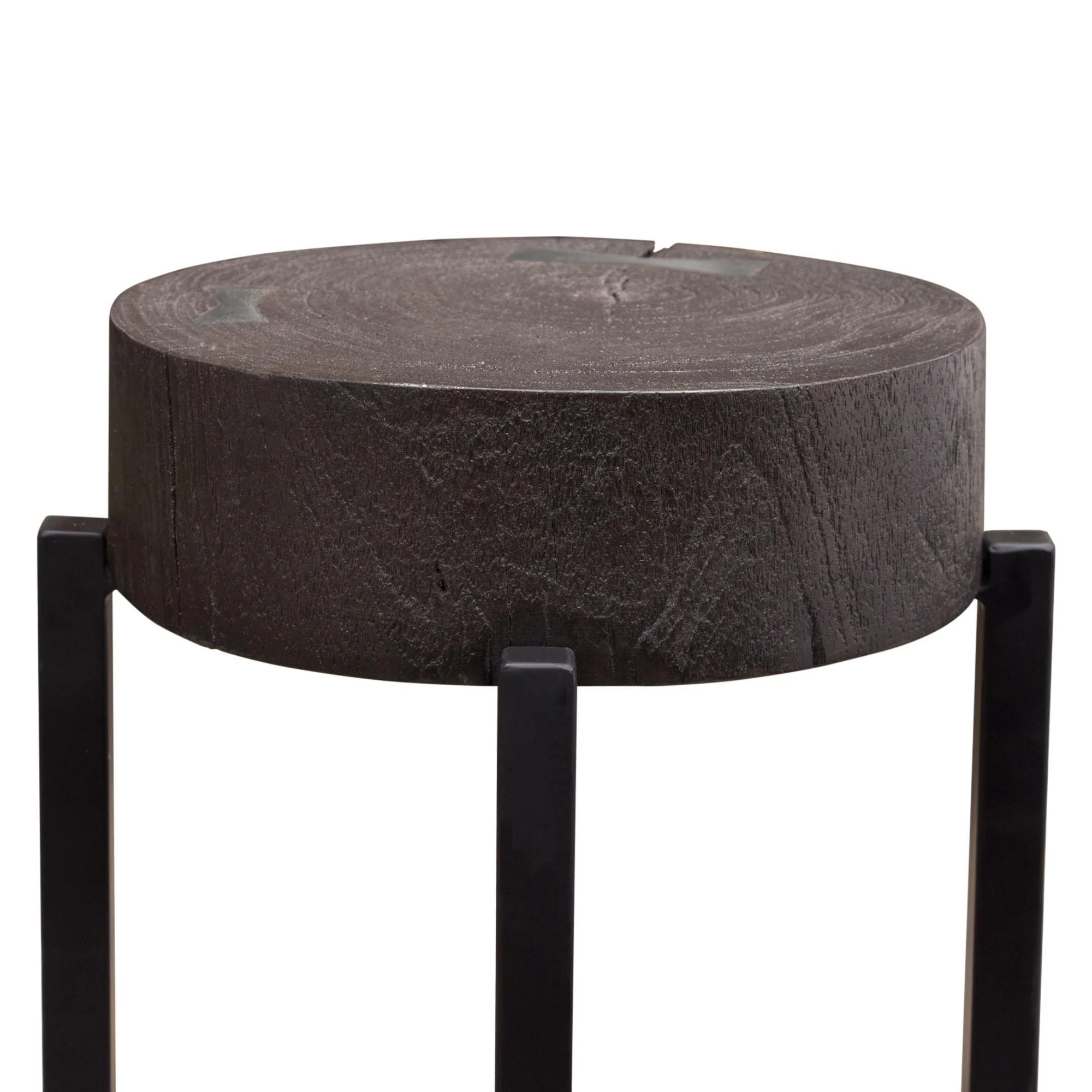 Alex Small 22" Accent Table with Solid Mango Wood Top in Espresso Finish w/ Silver Metal Inlay by Diamond Sofa - Image 7