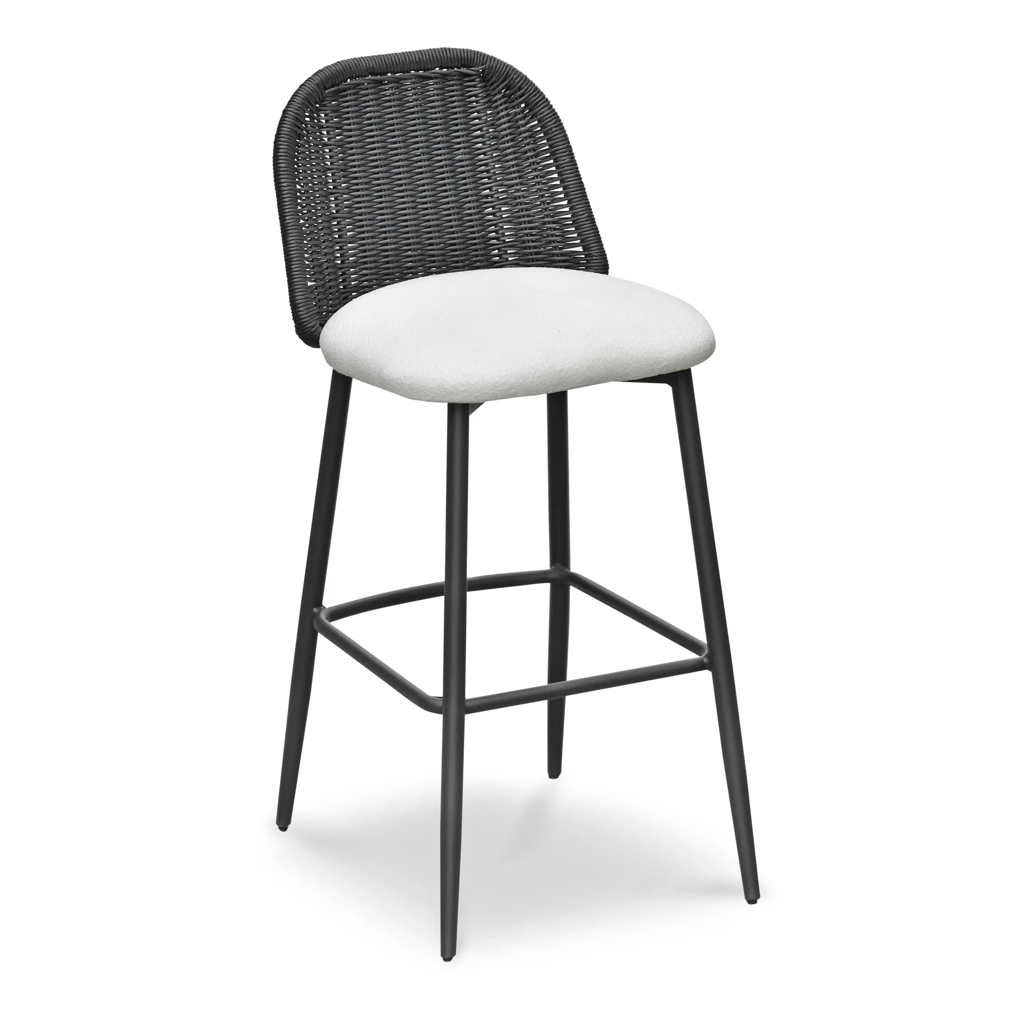 Alexa Black Rattan Performance Fabric Barstool - Image 2