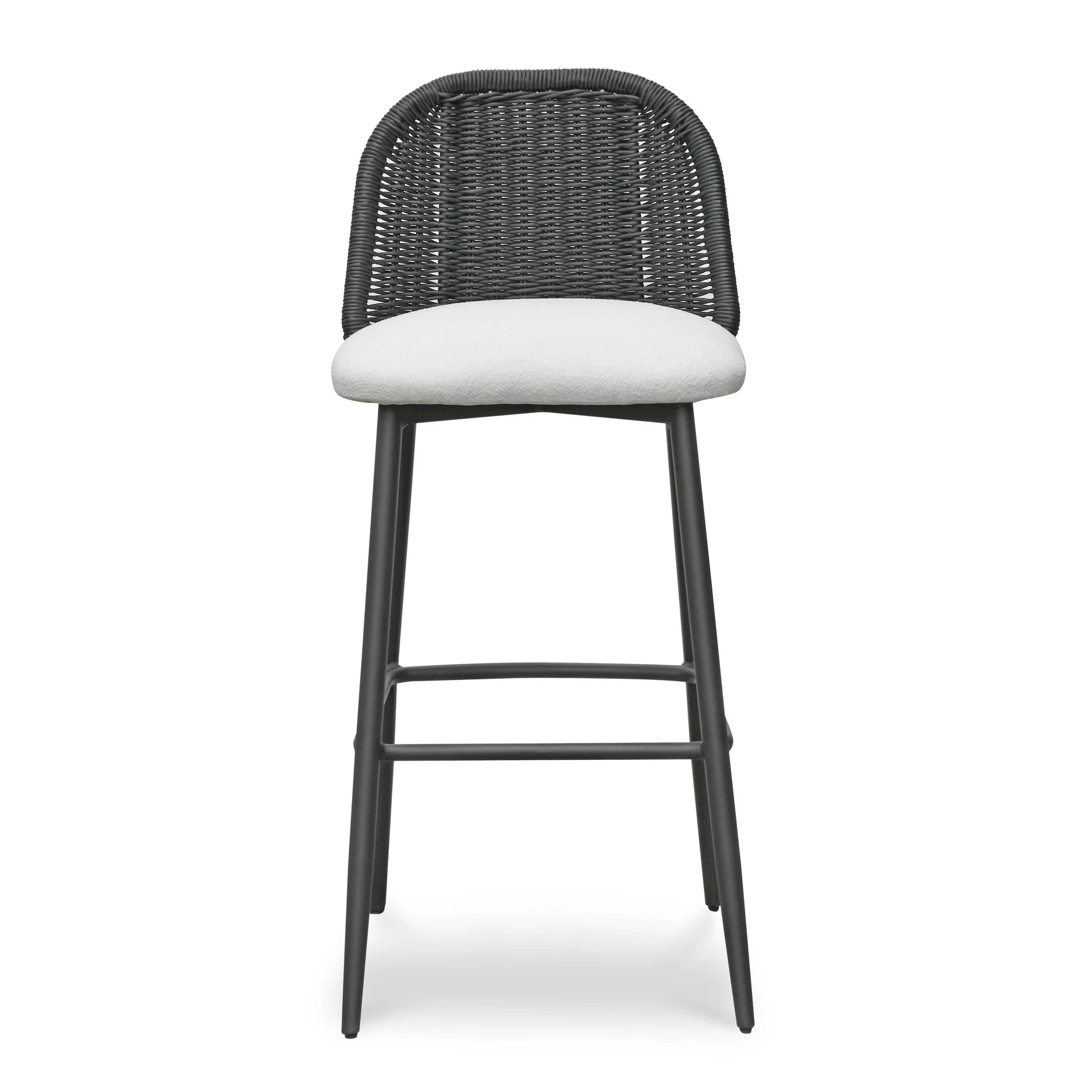 Alexa Black Rattan Performance Fabric Barstool - Image 4