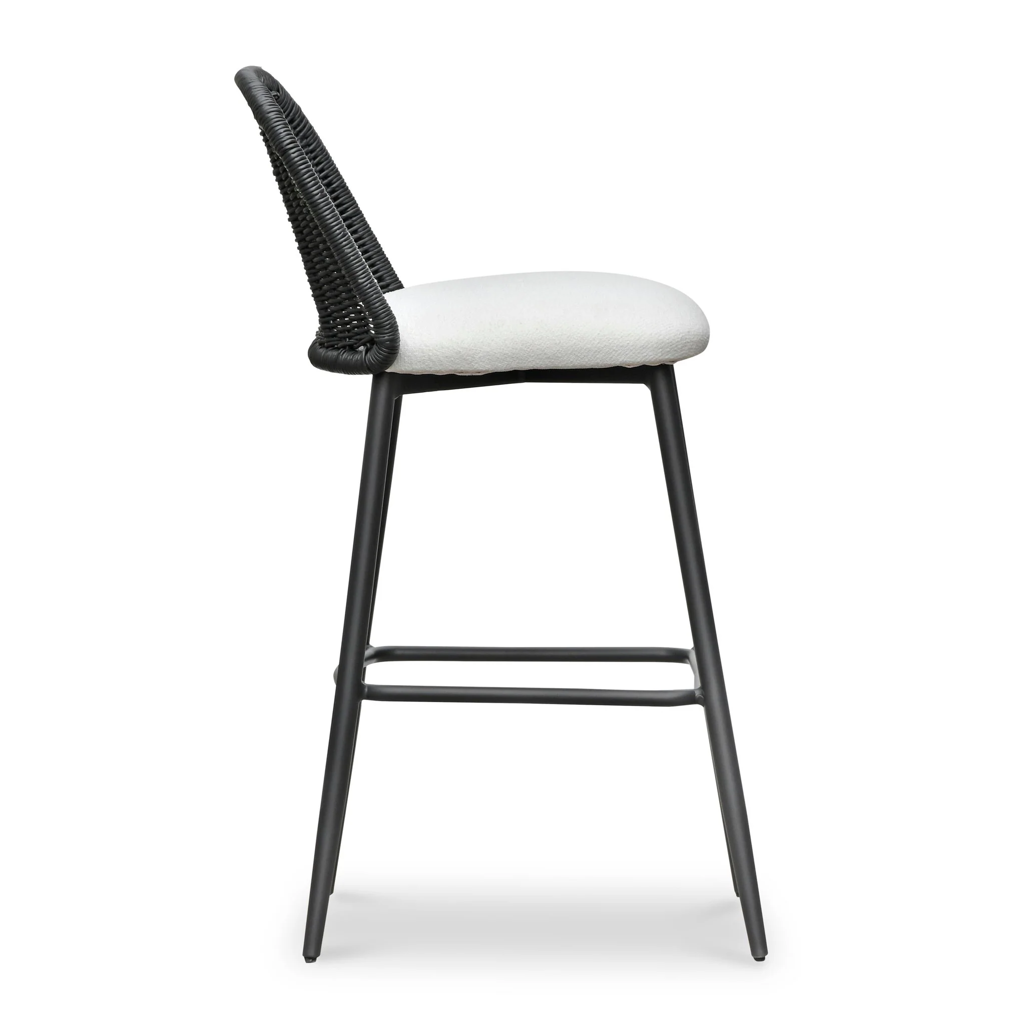 Alexa Black Rattan Performance Fabric Barstool - Image 5