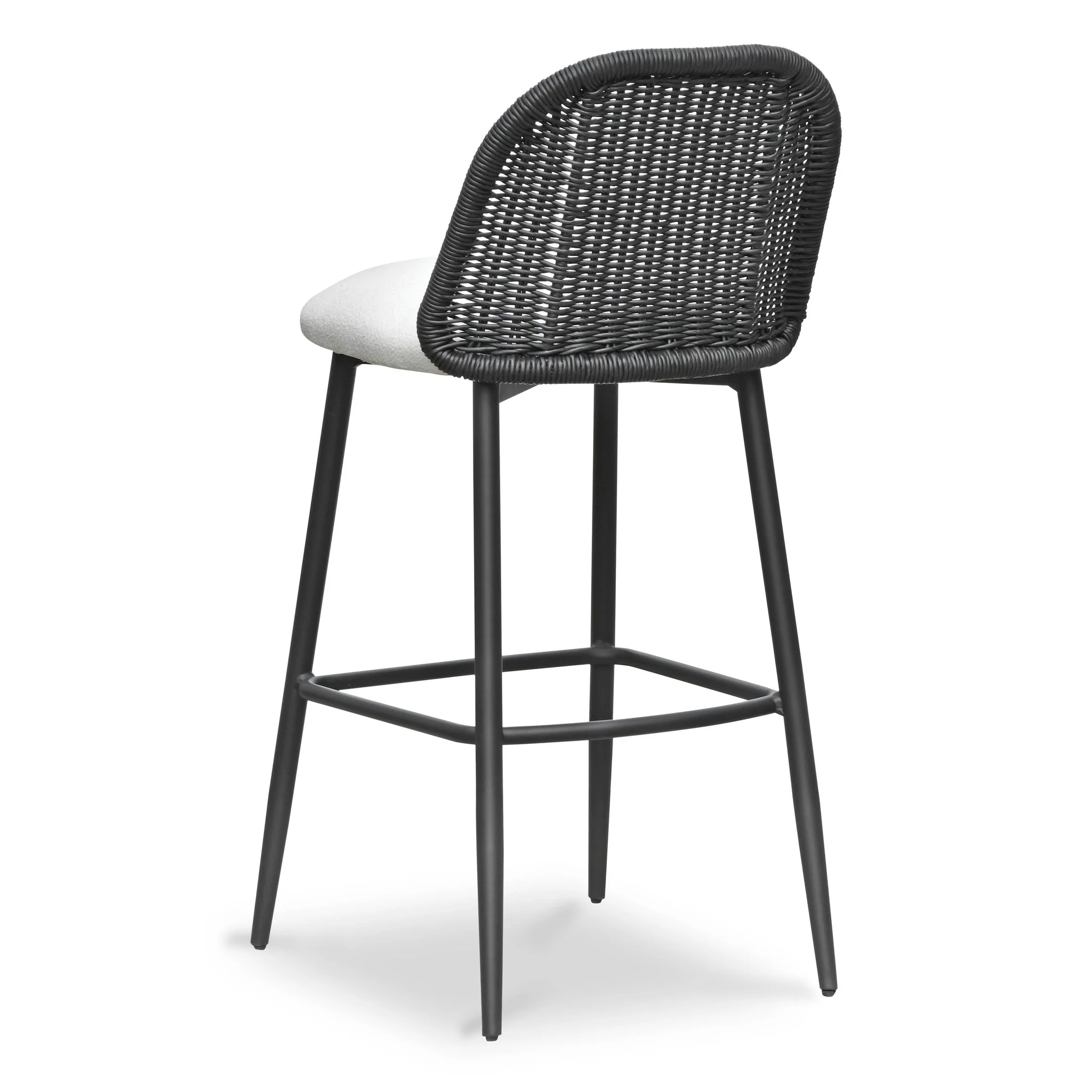 Alexa Black Rattan Performance Fabric Barstool - Image 6