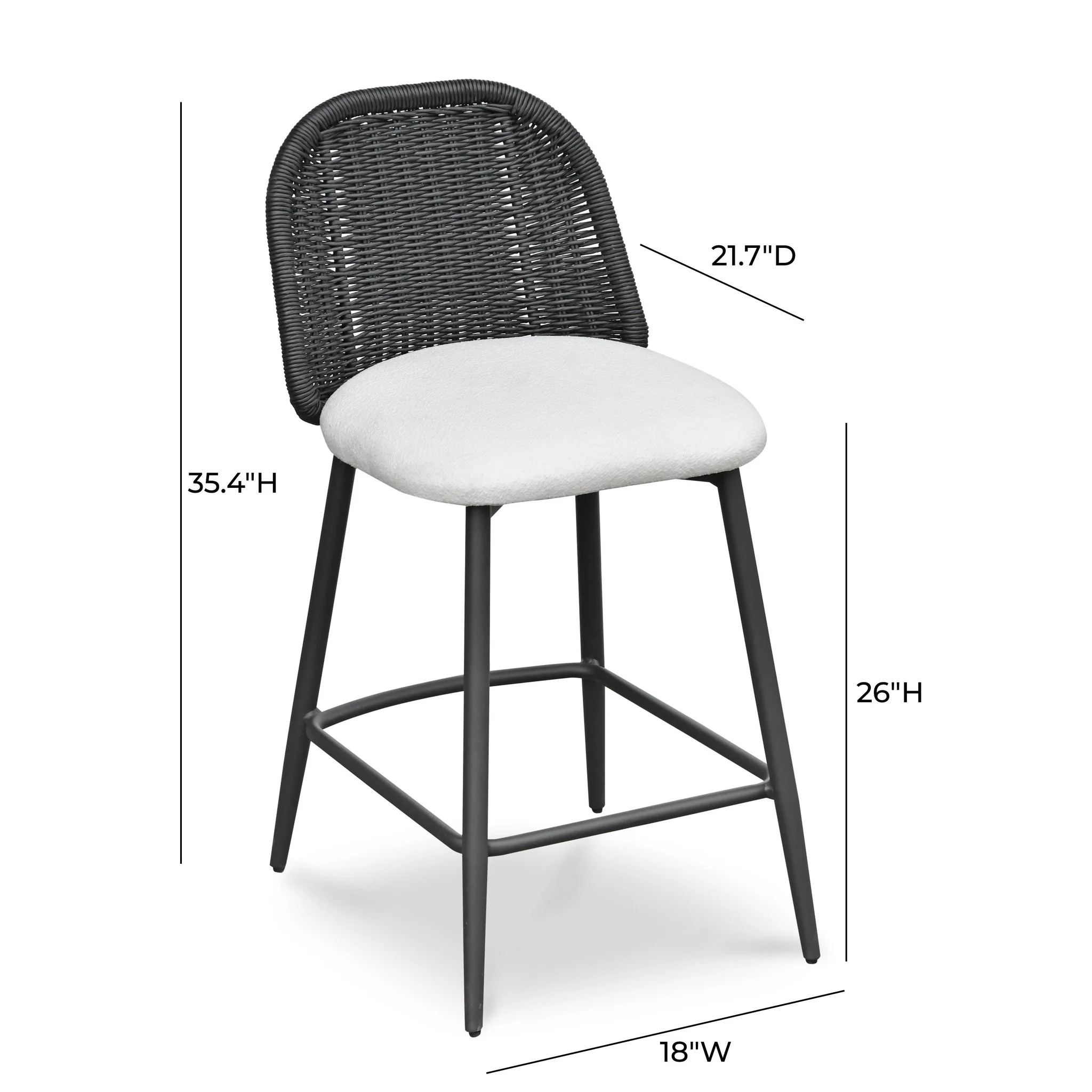 Alexa Black Rattan Performance Fabric Counter Stool - Image 6