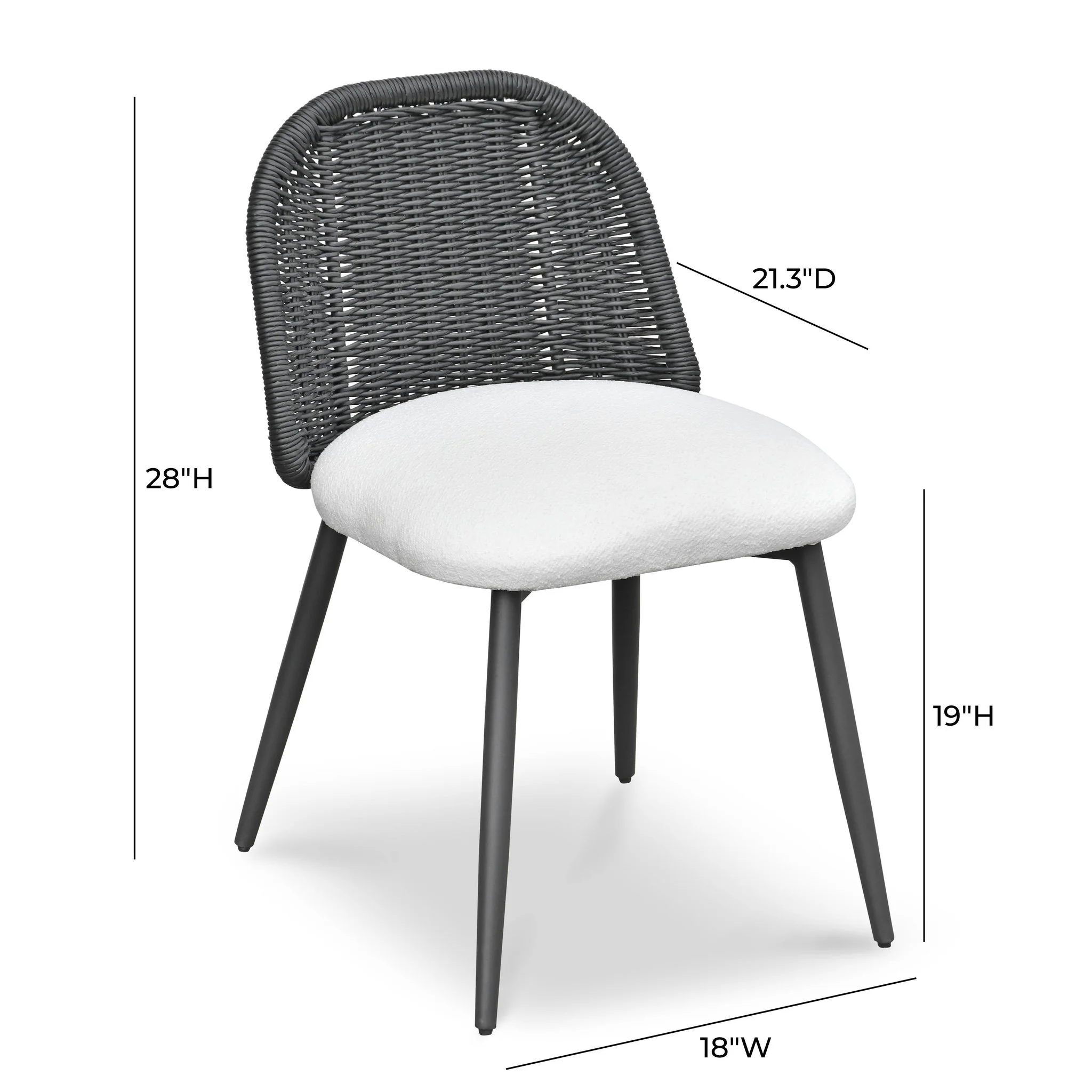 Alexa Black Rattan Performance Fabric Dining Chair - Image 7