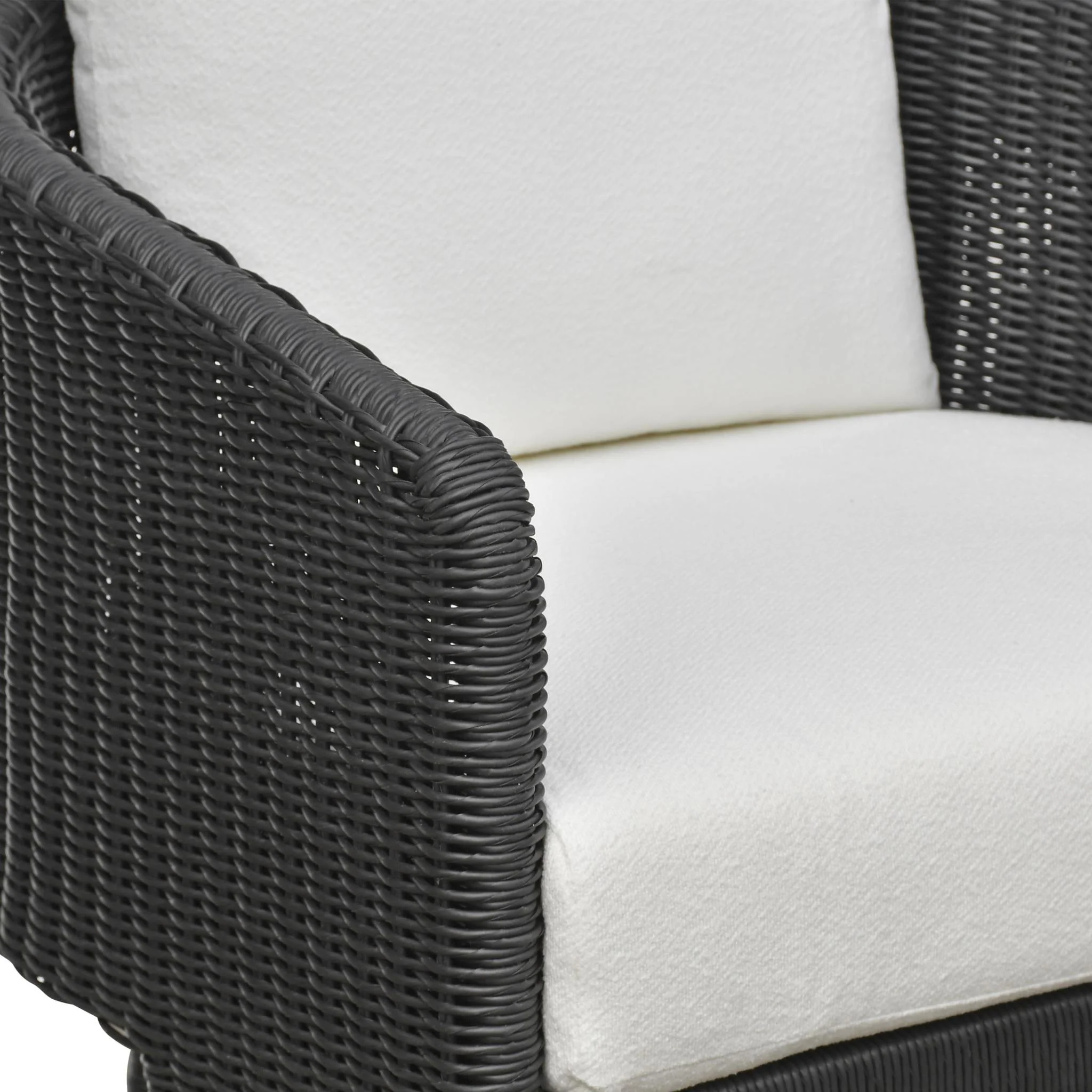 Alexa Black Rattan Performance Fabric Outdoor Armchair - Image 6