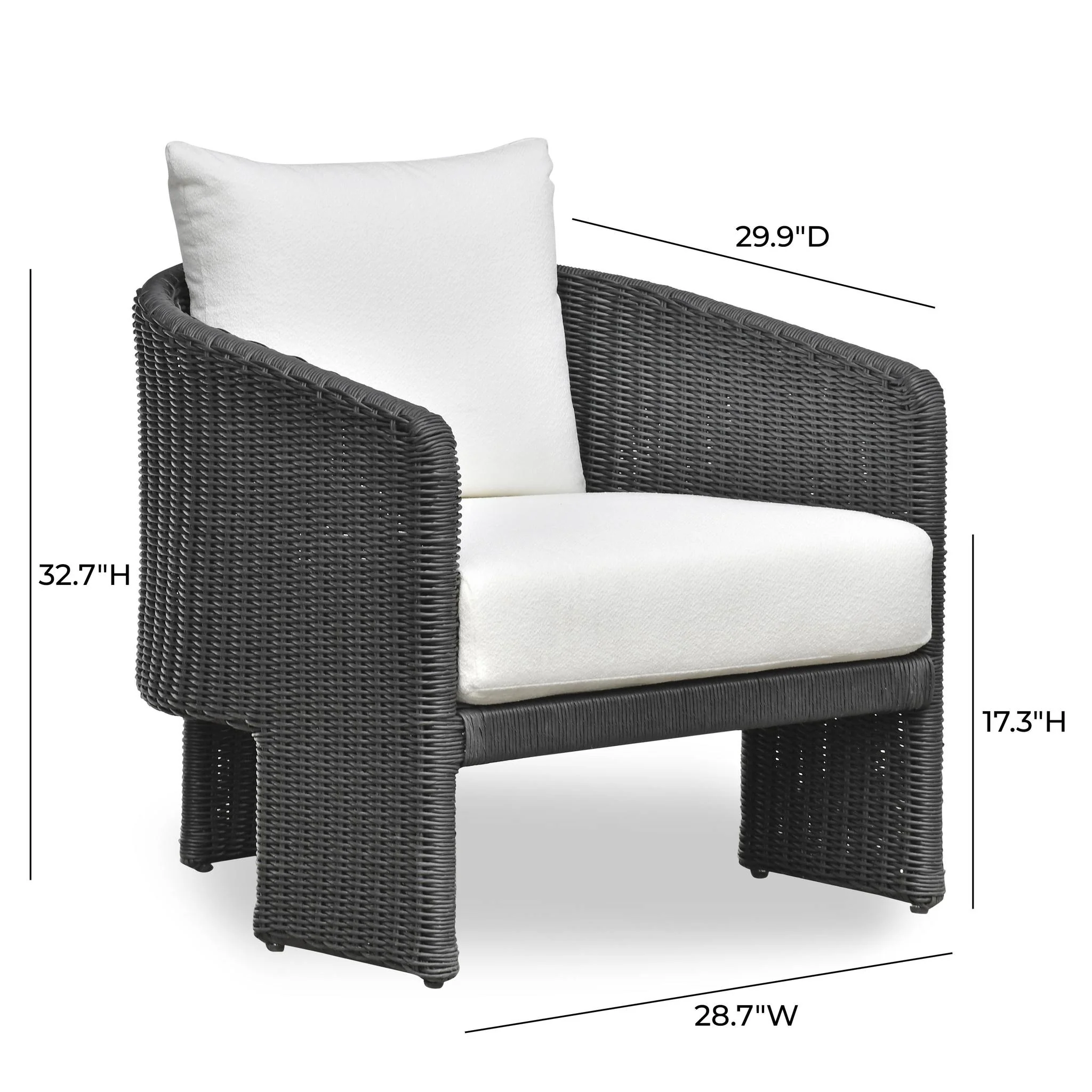 Alexa Black Rattan Performance Fabric Outdoor Armchair - Image 8