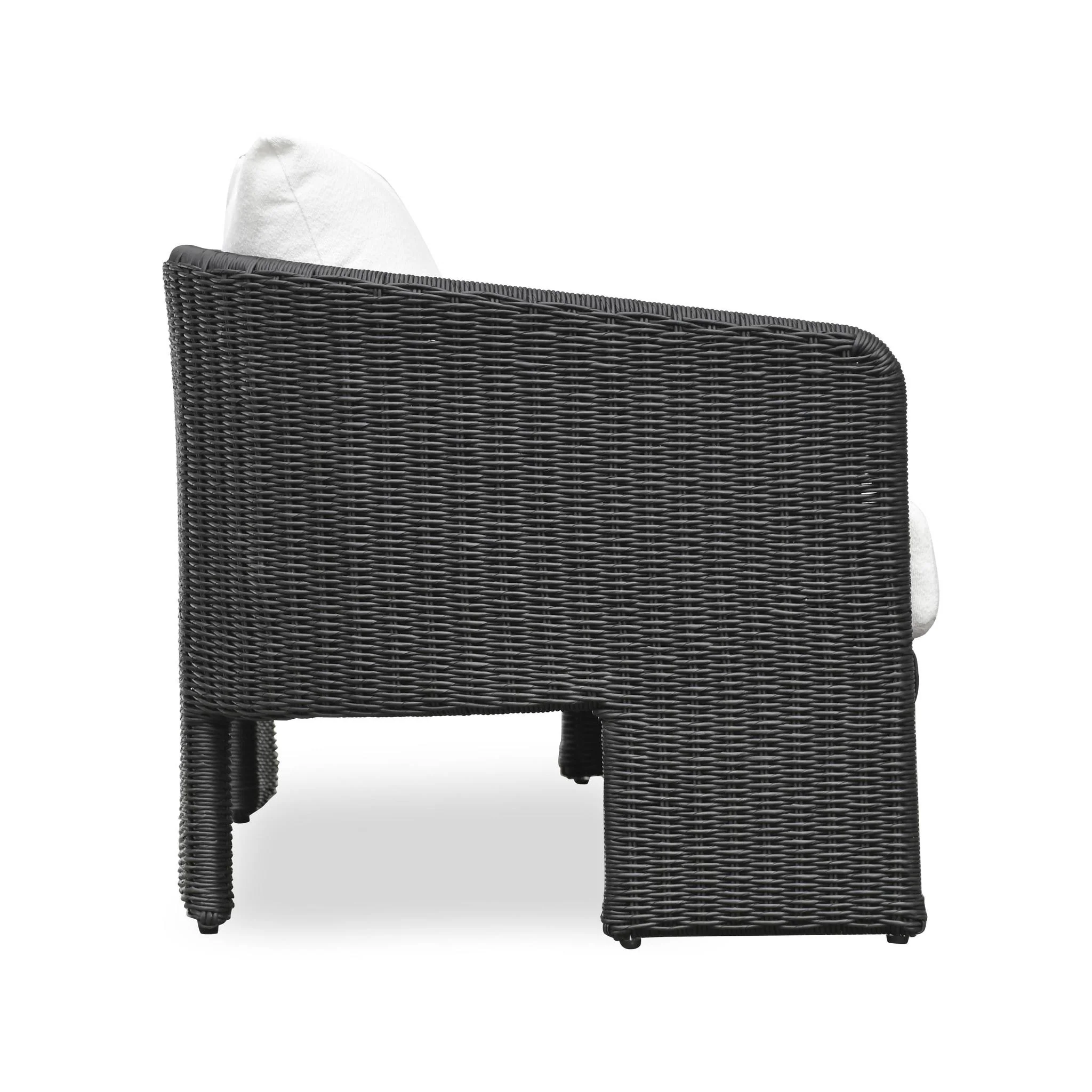 Alexa Black Rattan Performance Fabric Outdoor Sofa - Image 4