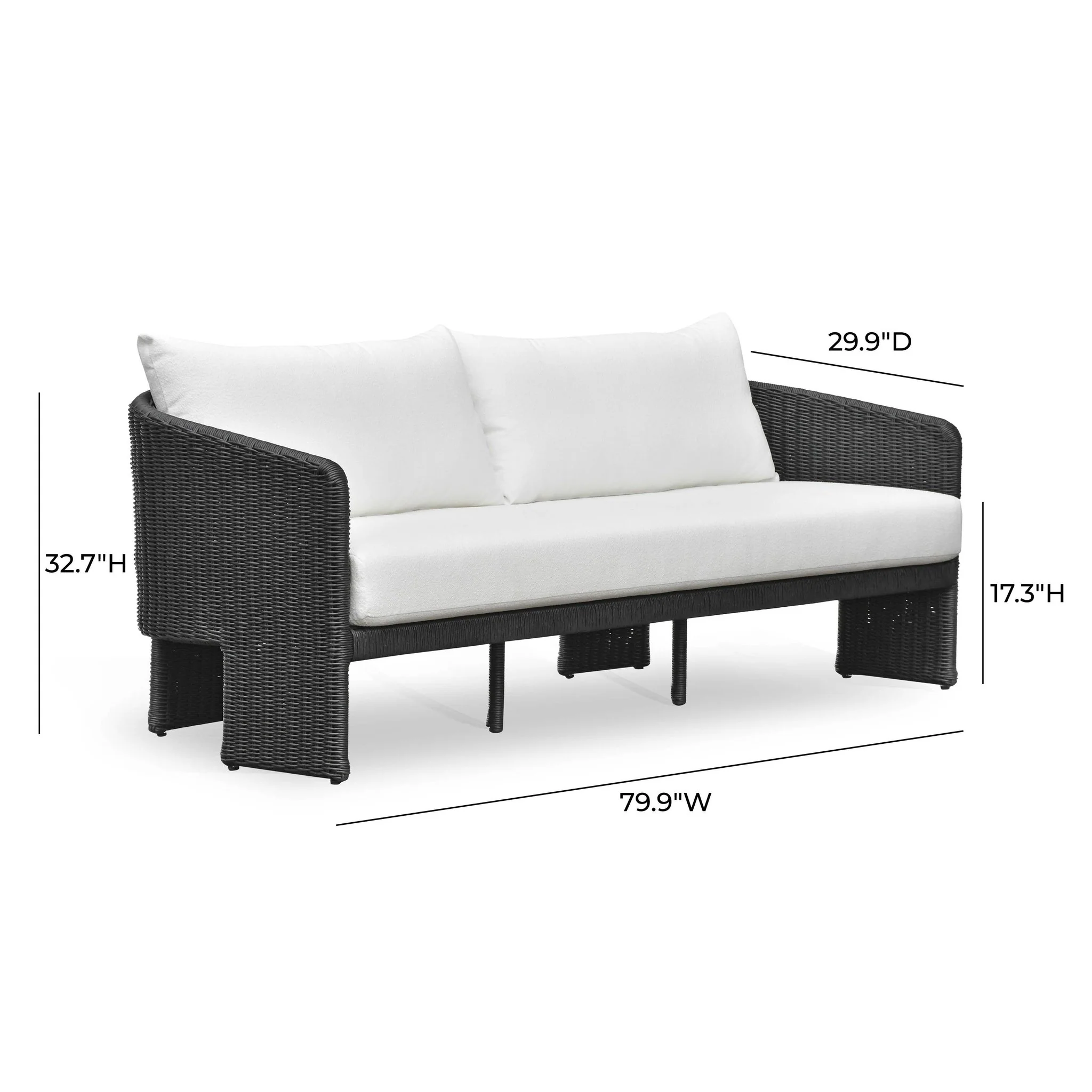 Alexa Black Rattan Performance Fabric Outdoor Sofa - Image 8