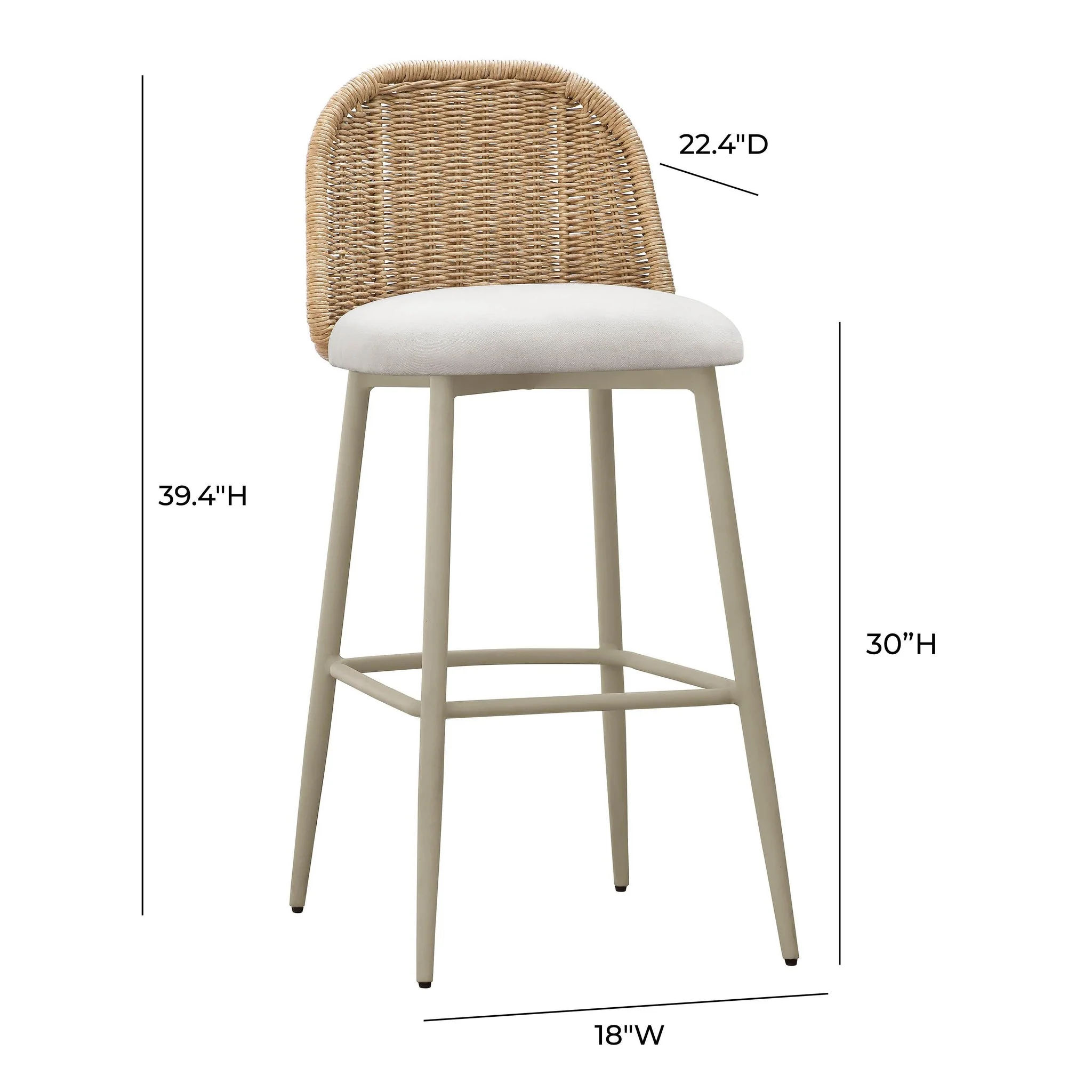 Alexa Cream Performance Fabric Outdoor Barstool - Image 5
