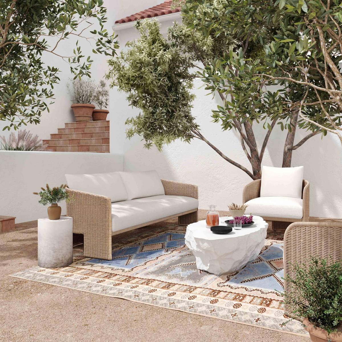 Alexa Cream Performance Fabric Outdoor Sofa - Image 2