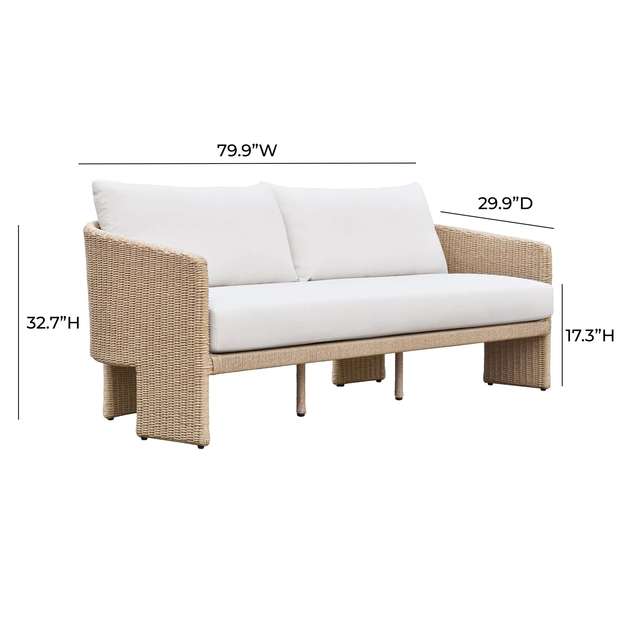Alexa Cream Performance Fabric Outdoor Sofa - Image 7