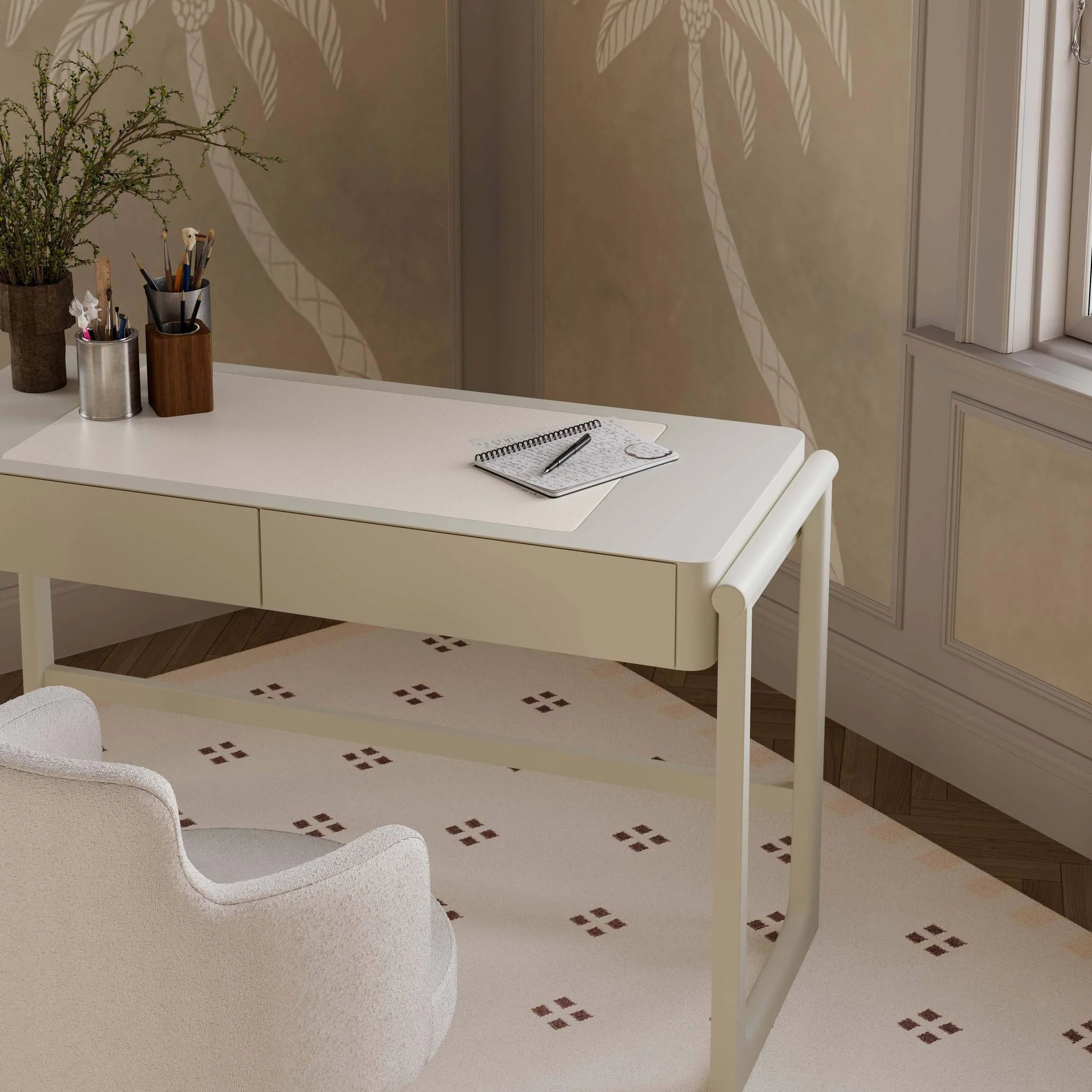 Alfalfa Taupe 2 Drawer Desk - Image 2