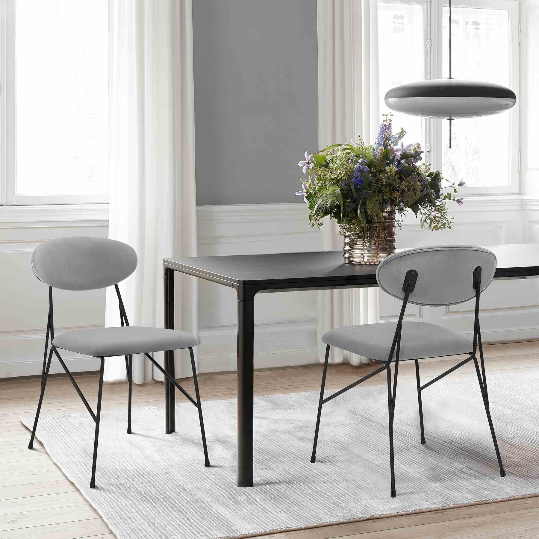Alice Gray Velvet and Metal Dining Room Chairs - Set of 2 - Image 9