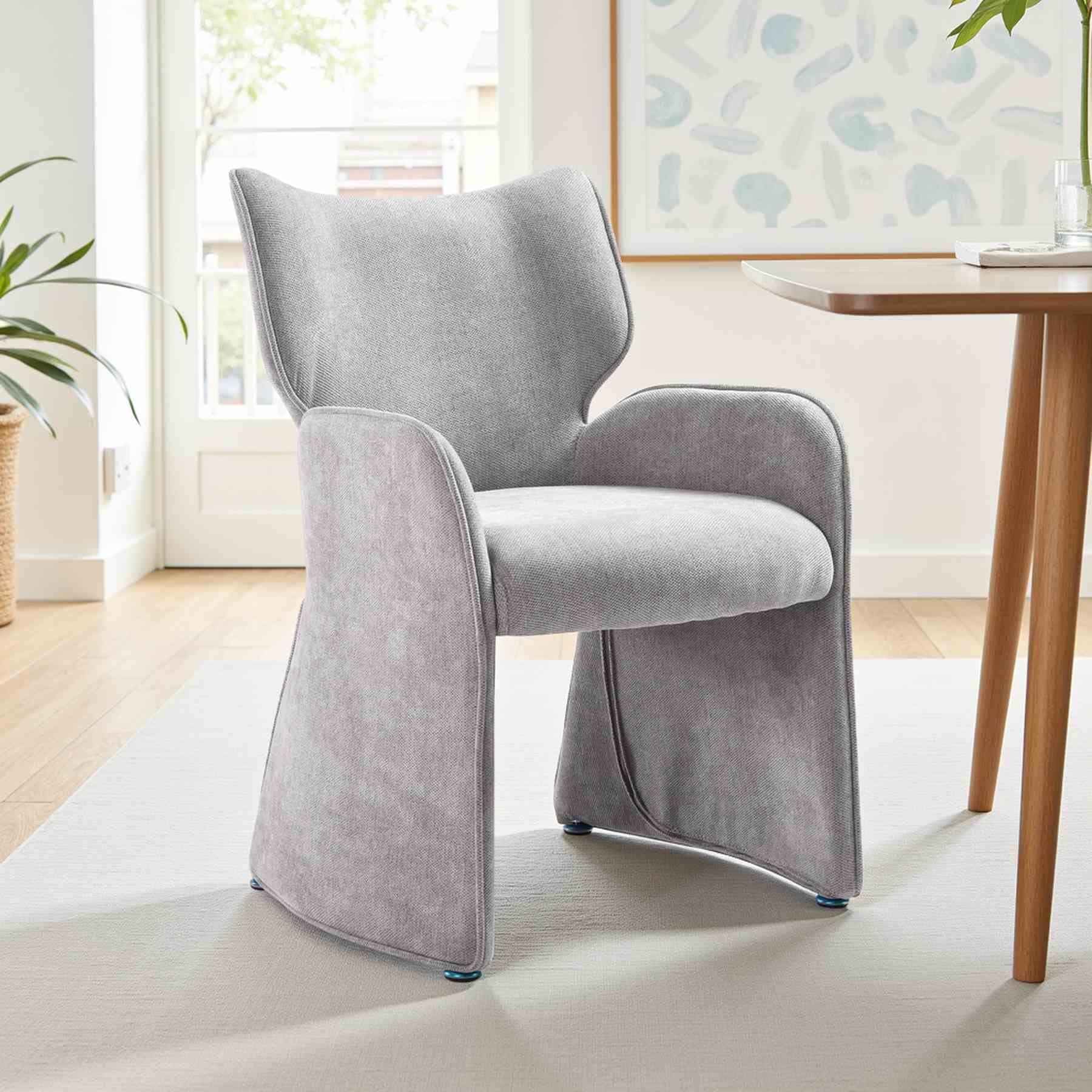 Alicia Modern Curved Back Gray Upholstered Dining Chair - Image 12