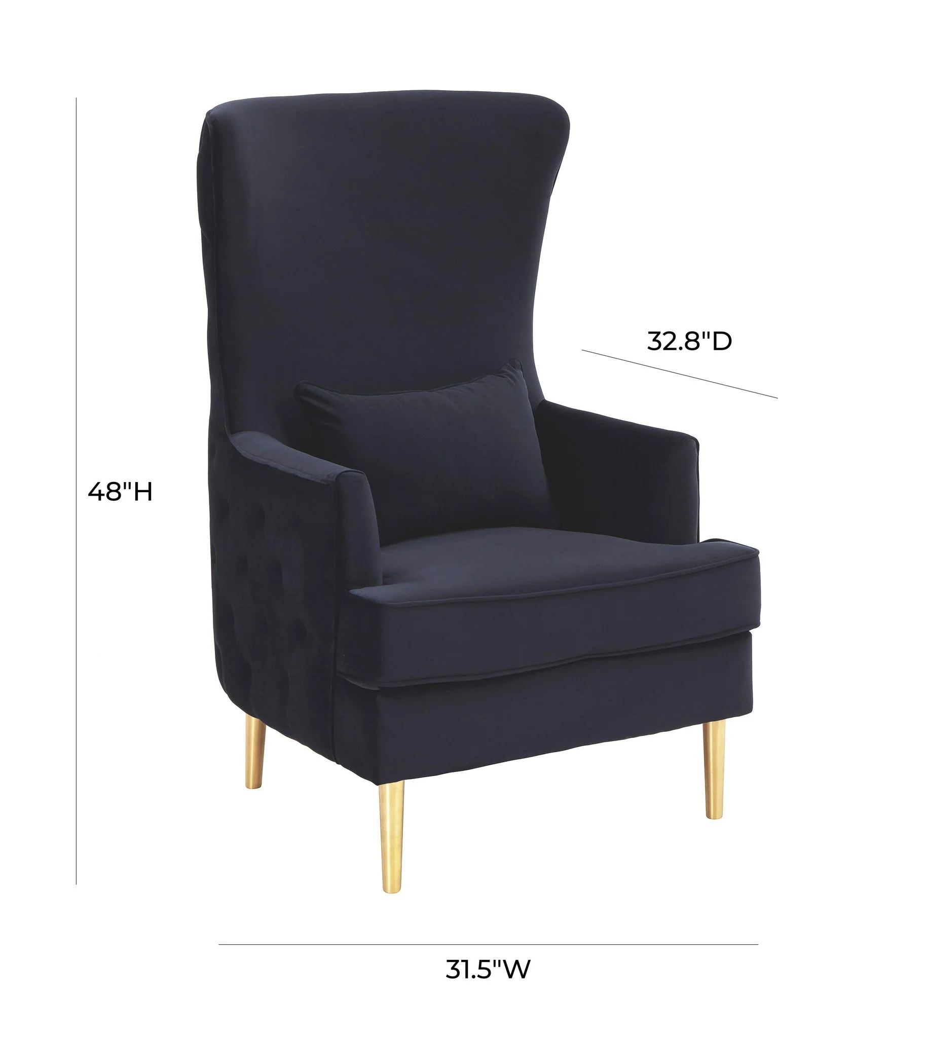 Alina Black Tall Tufted Back Chair - Image 7