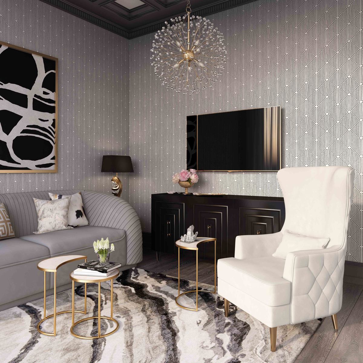 Alina Cream Tall Tufted Back Chair - Image 2
