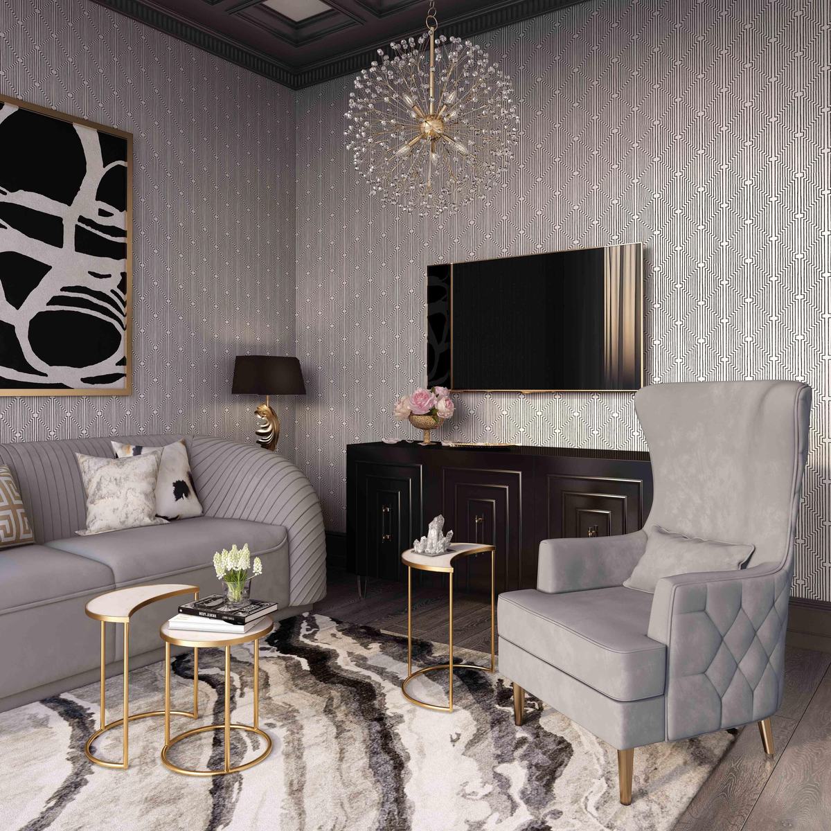 Alina Grey Tall Tufted Back Chair - Image 2