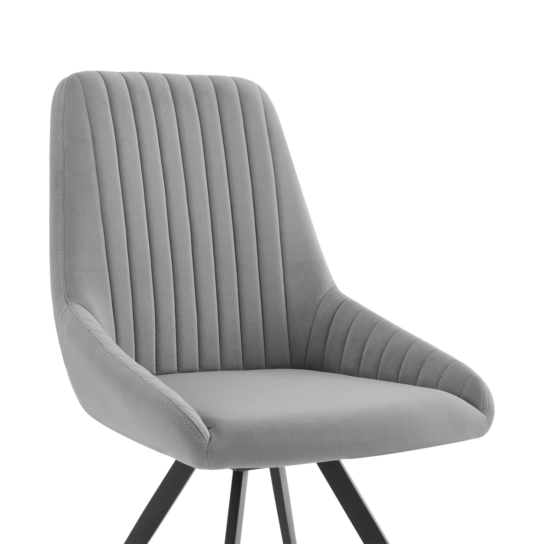 Alison Swivel Gray Velvet and Metal Dining Room Chairs - Set of 2 - Image 4
