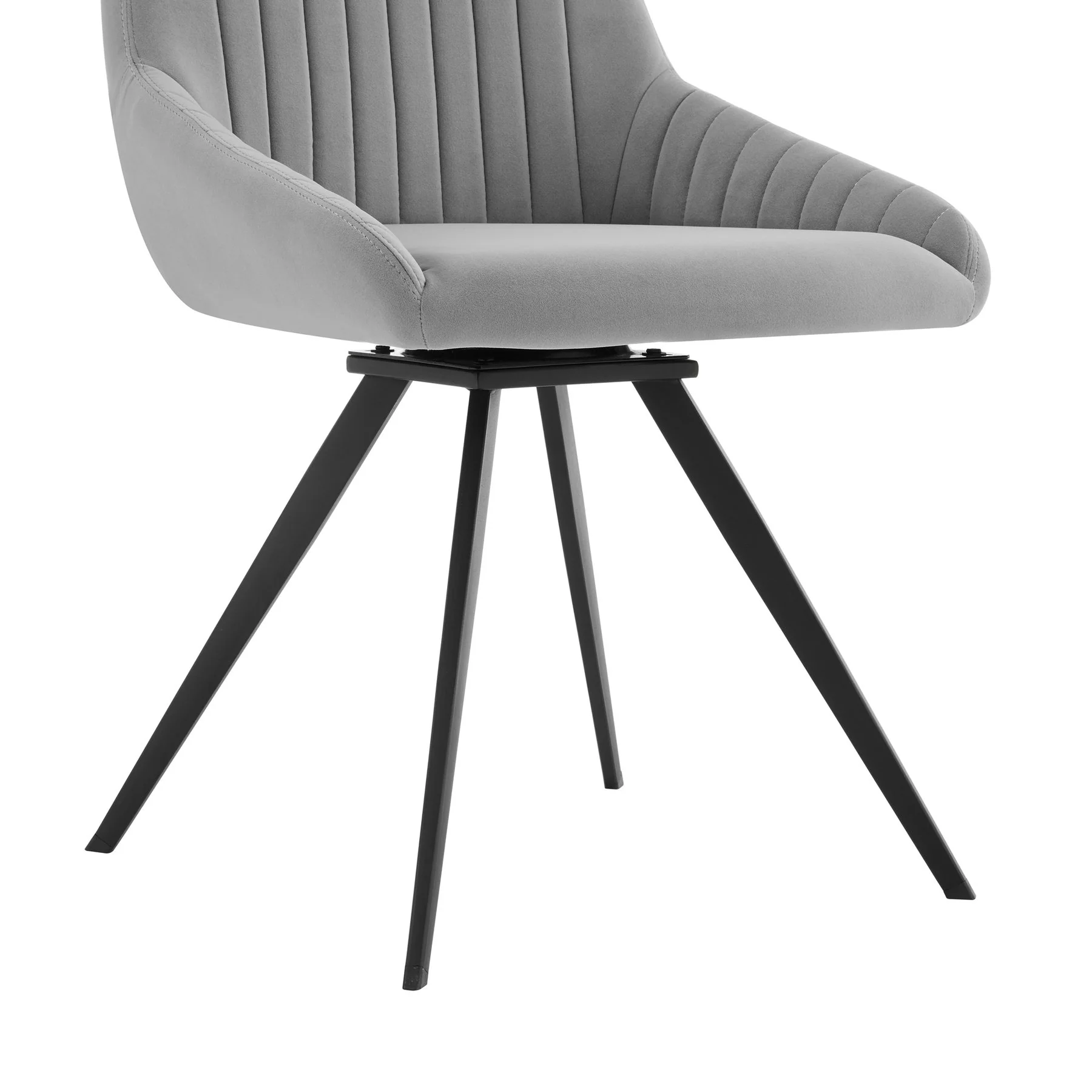 Alison Swivel Gray Velvet and Metal Dining Room Chairs - Set of 2 - Image 6