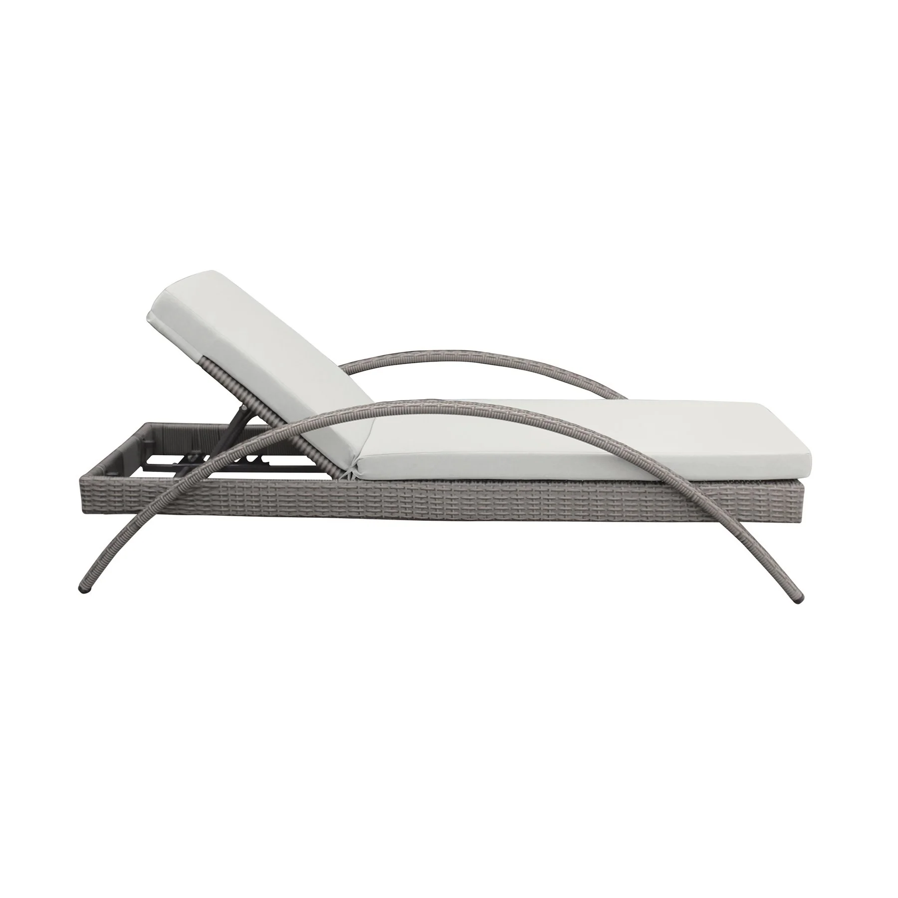 Aloha Adjustable Patio Outdoor Chaise Lounge Chair in Gray Wicker and Cushions - Image 3