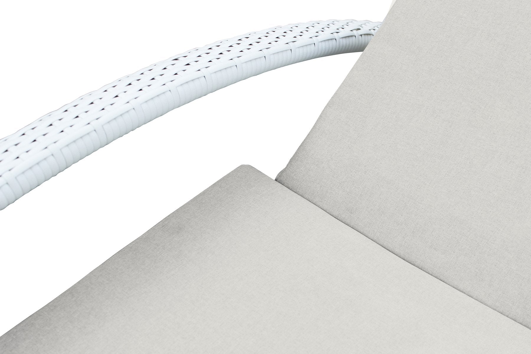 Aloha Adjustable Patio Outdoor Chaise Lounge Chair in White Wicker and Gray Cushions - Image 7