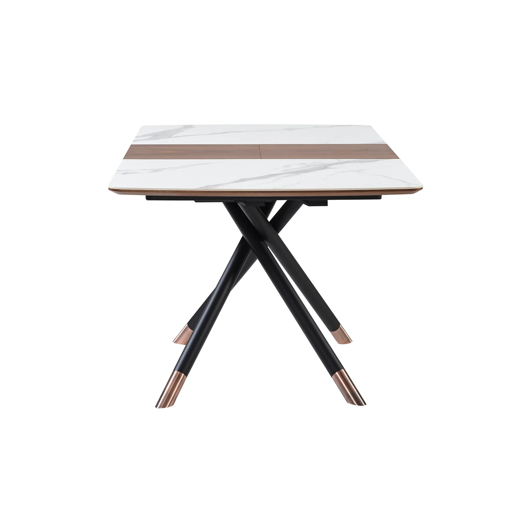 Alora Extendable Dining Table with Light Gray Ceramic and Wood Top and Metal Legs - Image 5
