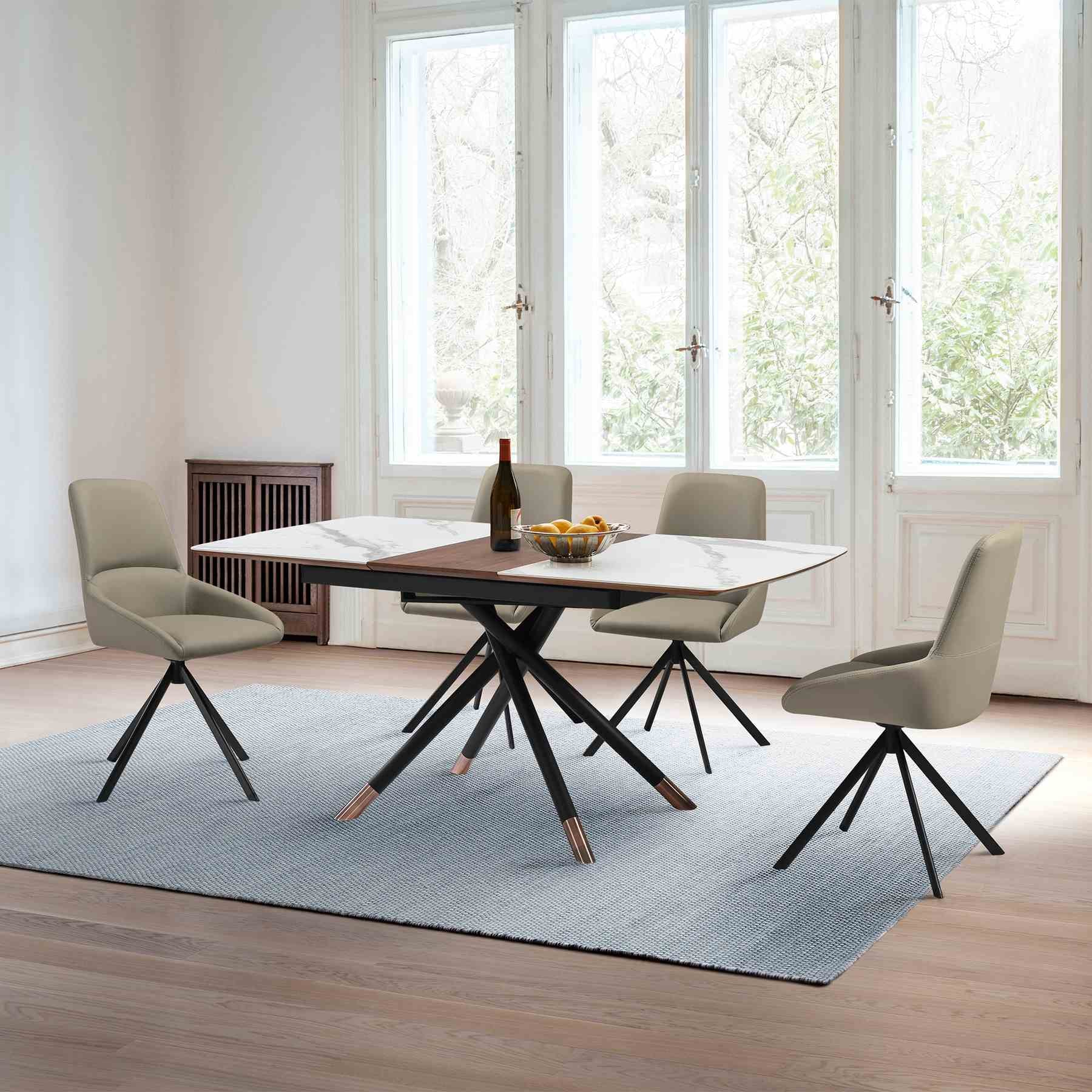 Alora Maverick 5 Piece Extendable Dining Set with Taupe Gray Faux Leather Chairs - Image 11