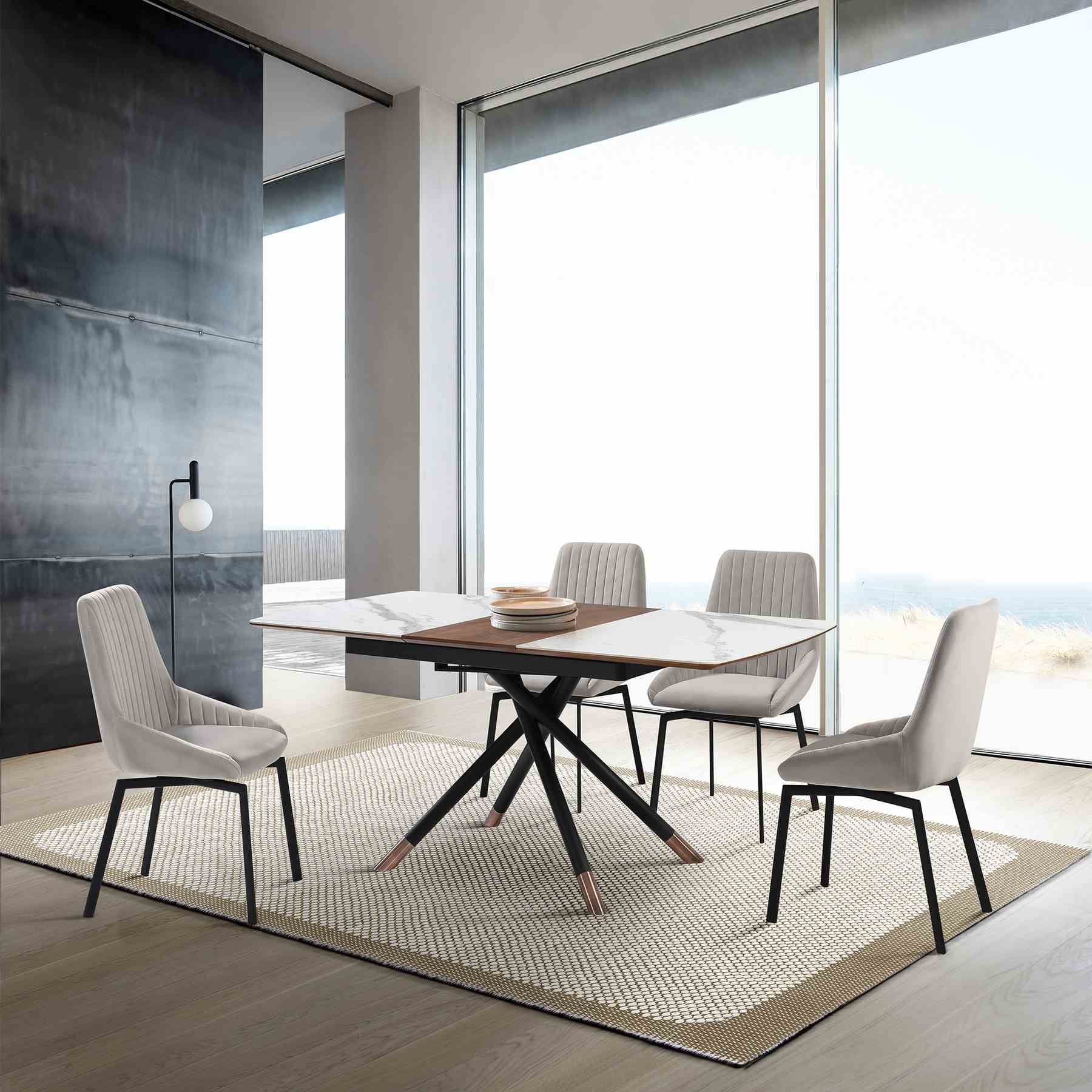 Alora Susie Extendable 5 Piece Dining Set with Gray Fabric Chairs - Image 11