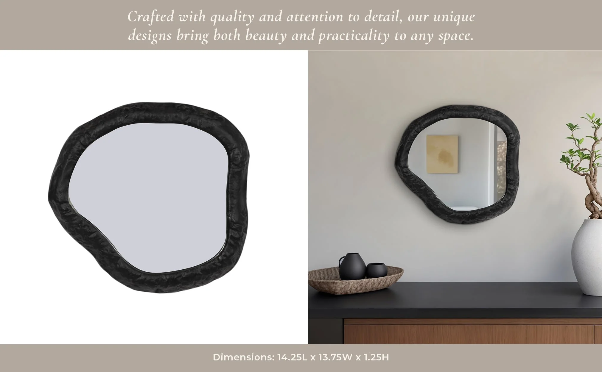 Alum,14",hammered Outlined Mirror,matte Black - Image 9