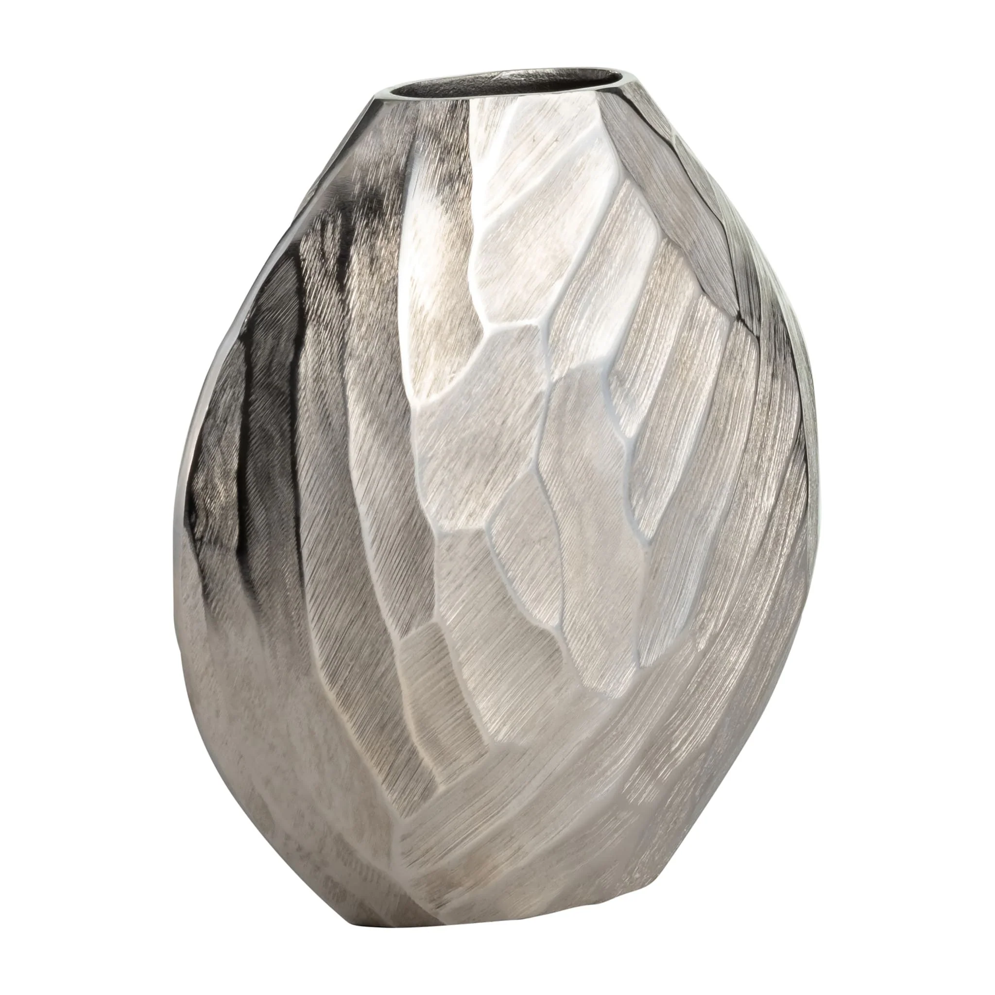 Aluminum 10"h, Hammered Vase, Silver - Image 3