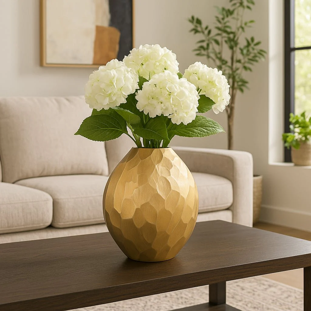 Aluminum 14"h Hammered Vase, Champagne - Image 12