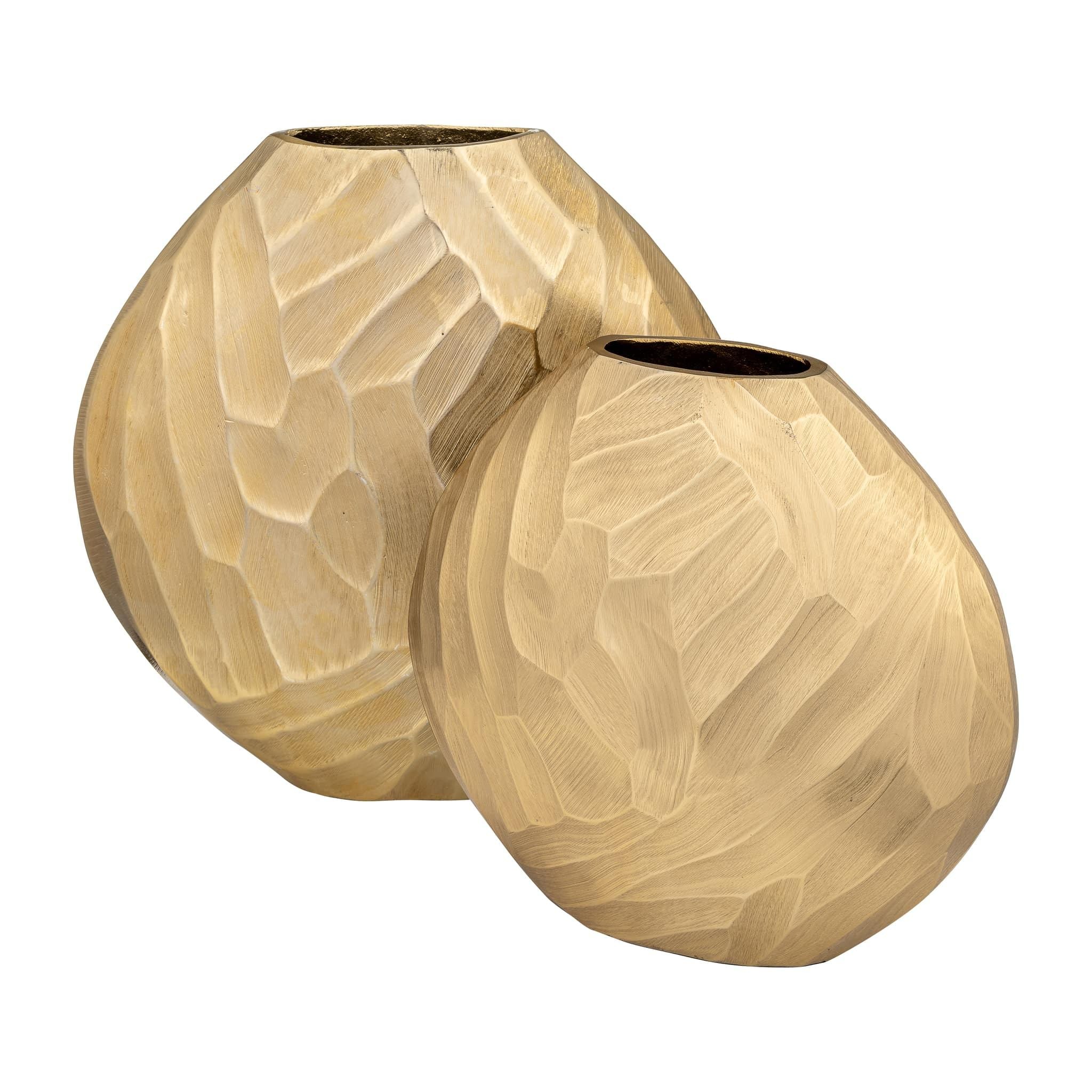 Aluminum 14"h Hammered Vase, Champagne - Image 8