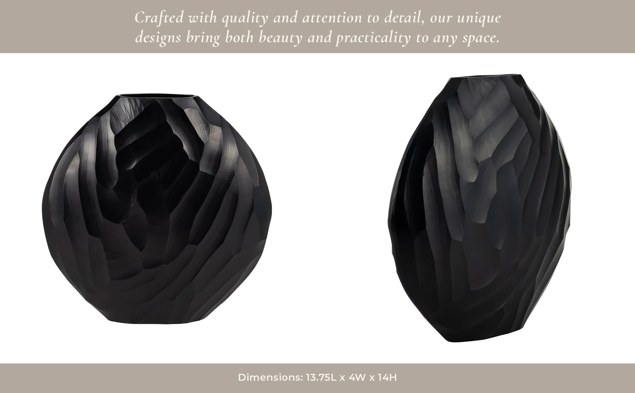 Aluminum 14"h Hammered Vase, Matte Black - Image 13
