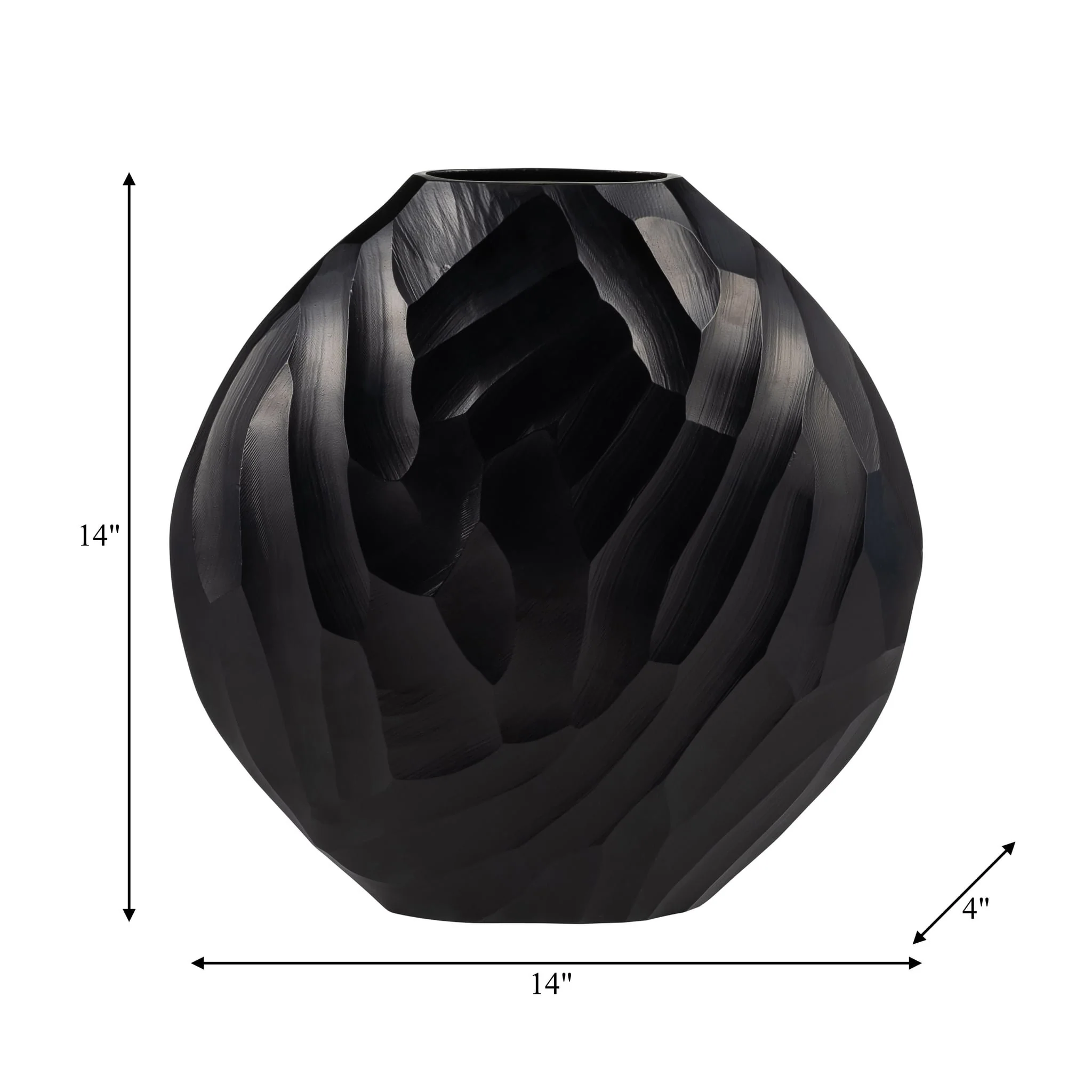 Aluminum 14"h Hammered Vase, Matte Black - Image 8