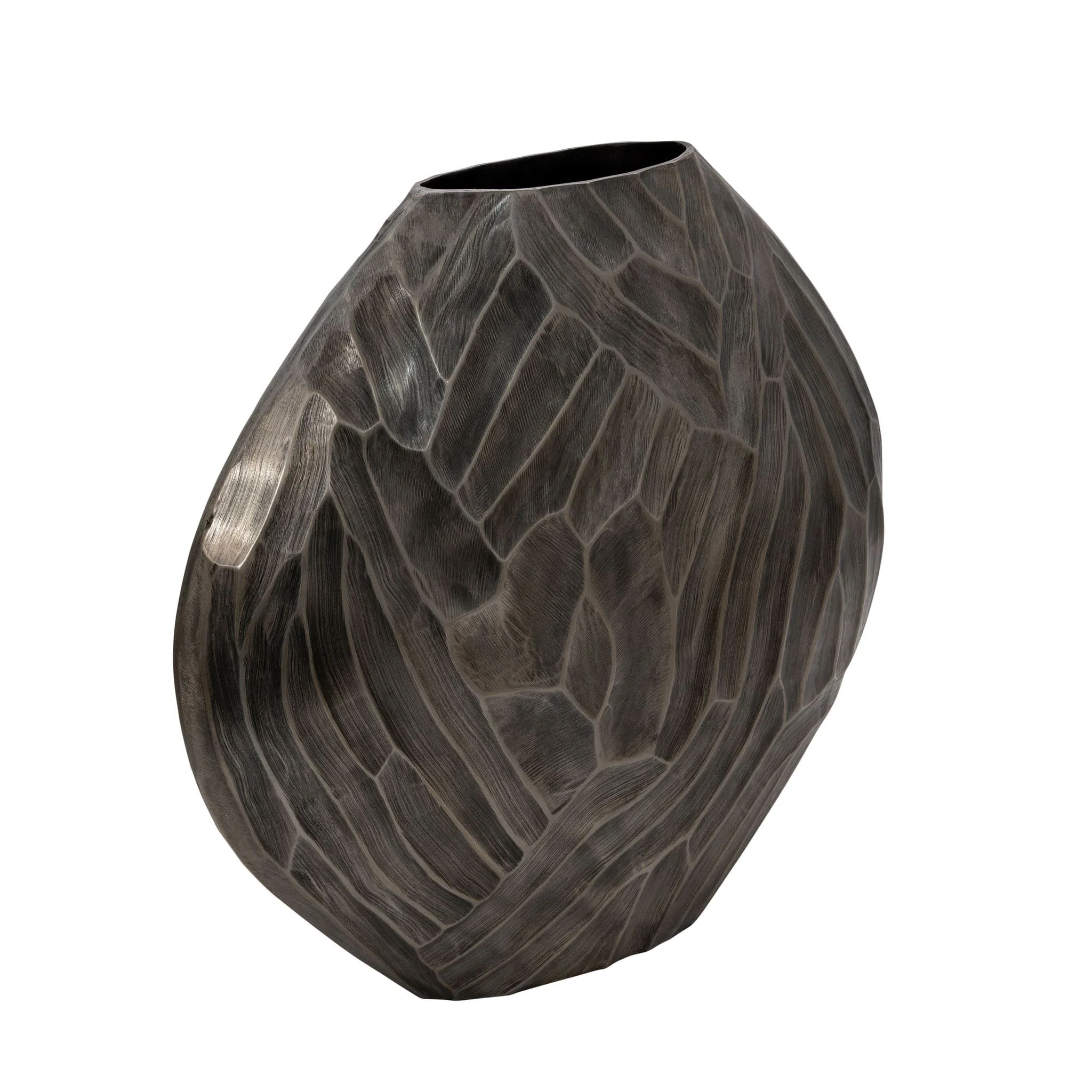 Aluminum 22" Hammered Vase, Silver - Image 2