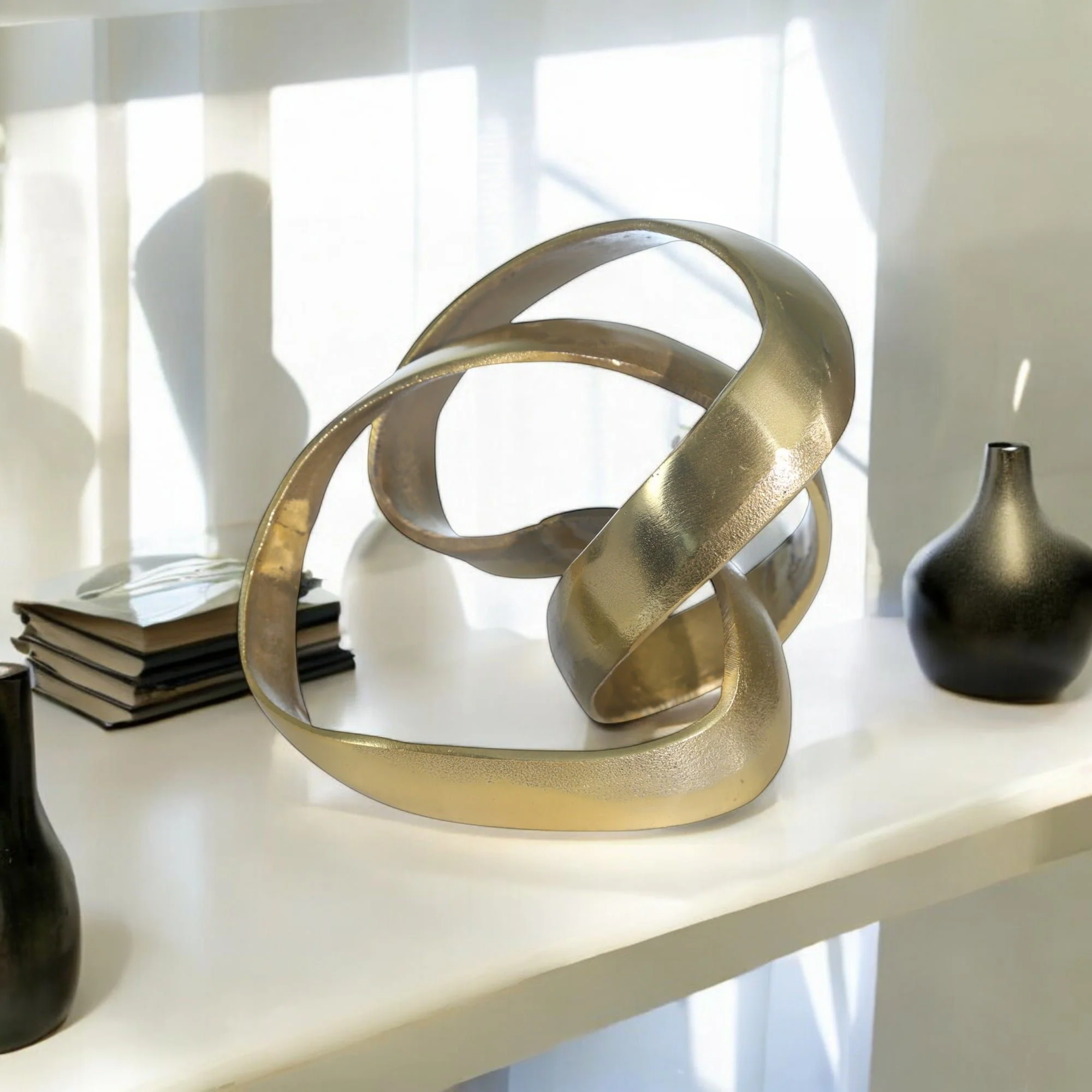 Aluminum Knot Sculpture, 7", Gold - Image 9